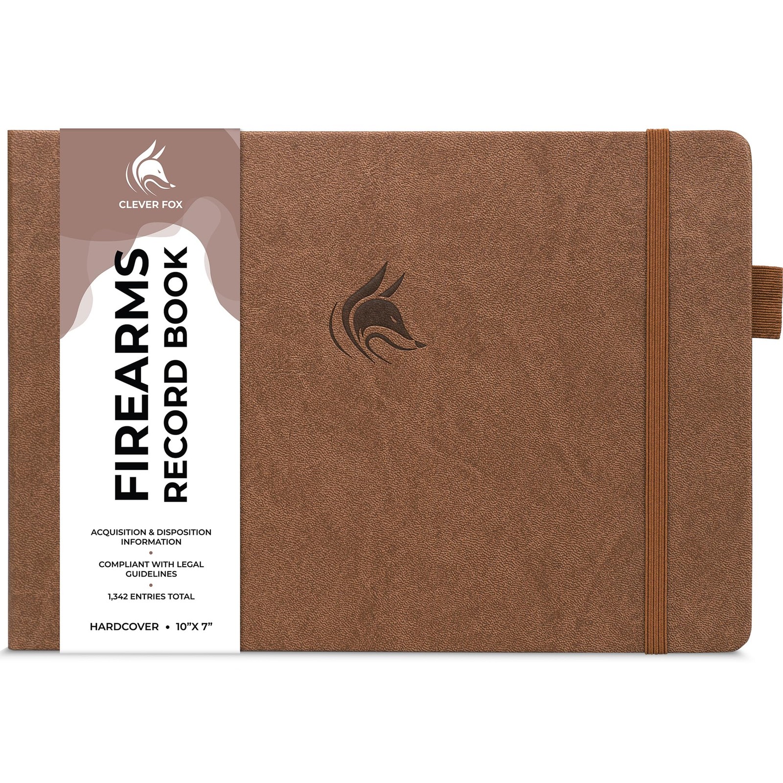 Clever Fox Firearms Record Book – Hardcover Smaller Than A4 (10″ x 7″), Brown