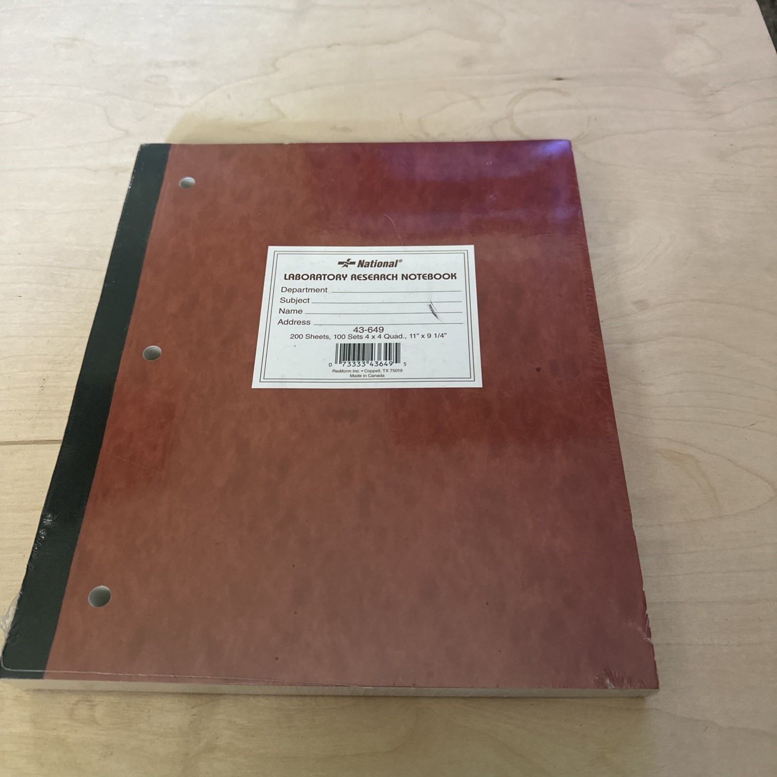 National Brand 43-649 Laboratory Research Notebook, 4 x 4 Quad Ruled, 9-1/4x 11″