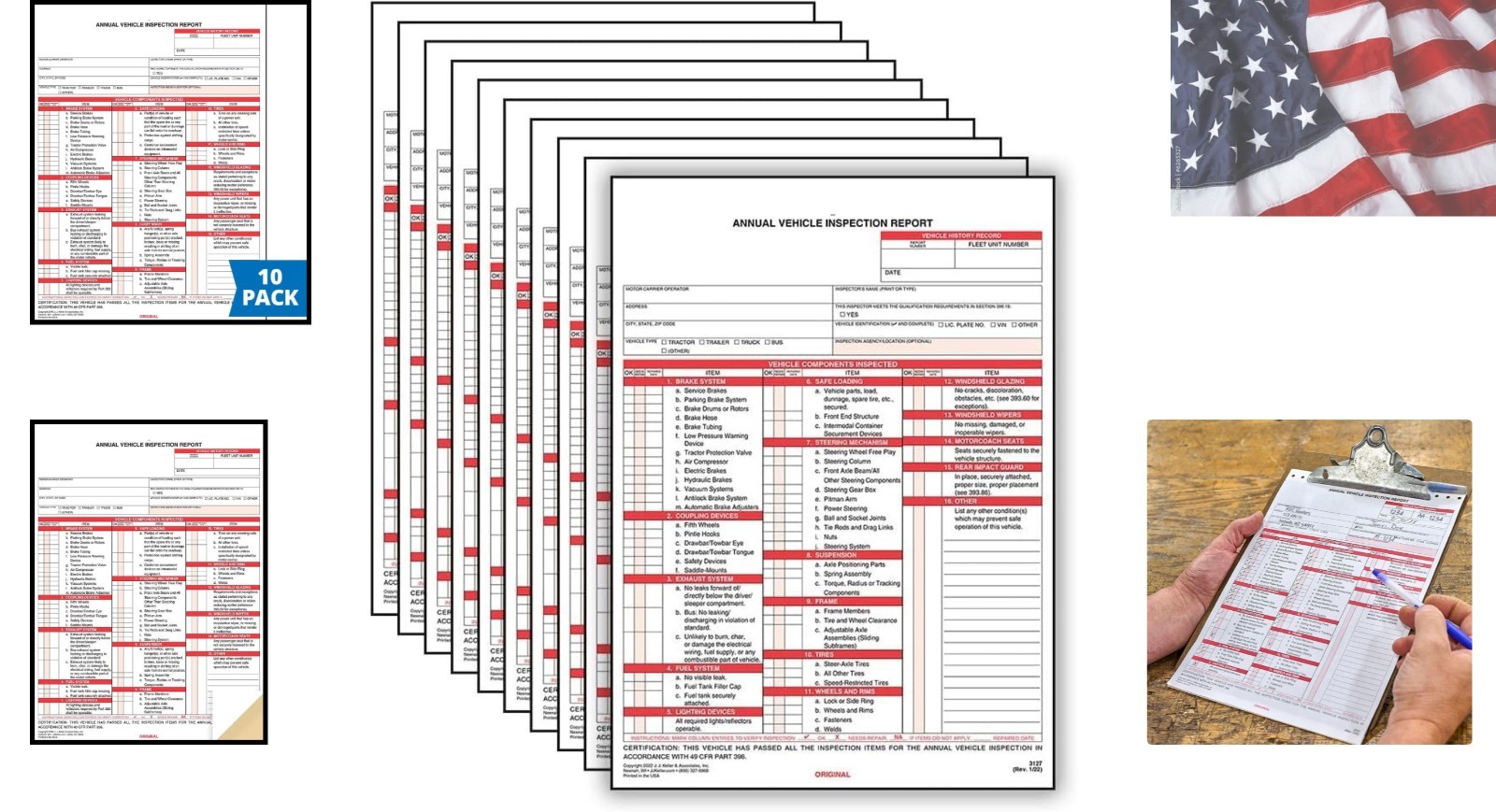 J. J. Keller Annual Inspection Forms – 10-Pack, Carbonless & Fading Resistant
