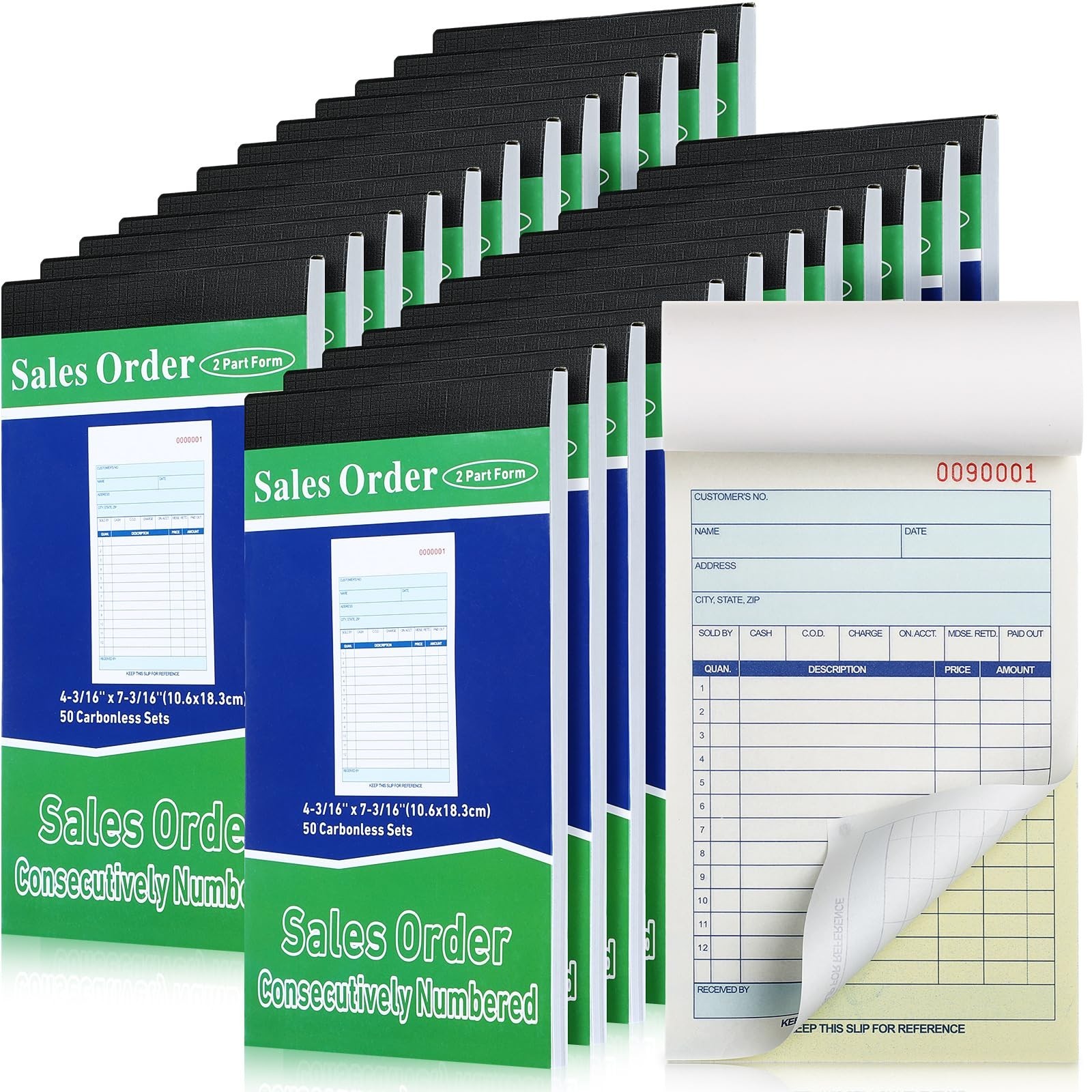 24 Carbonless Sales Order Books – 2 Part Receipt Forms, 50 Sets, White/Yellow