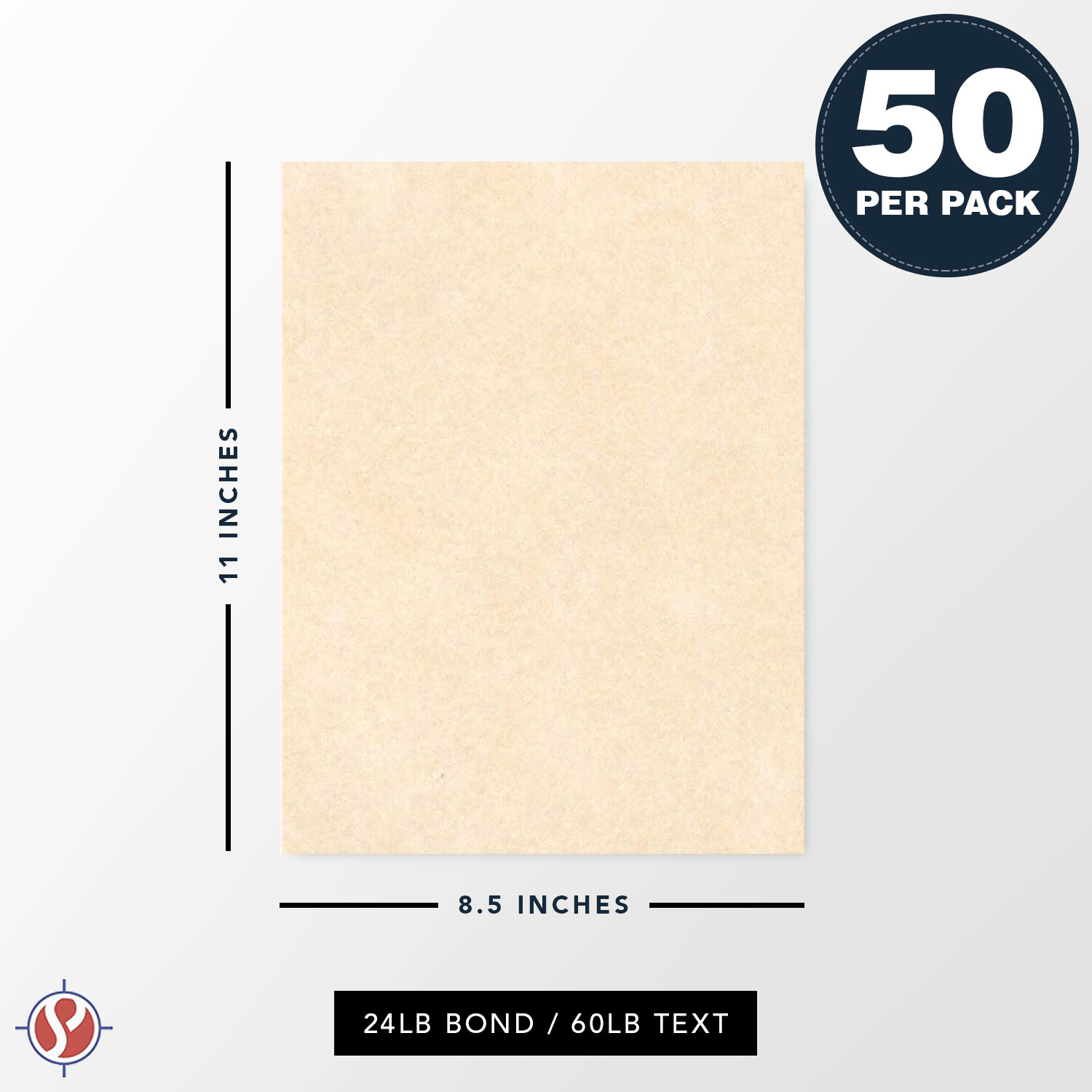 8.5 x 11″ Natural Stationery Parchment Paper – 24lb Bond/60lb Text – 50 Sheets