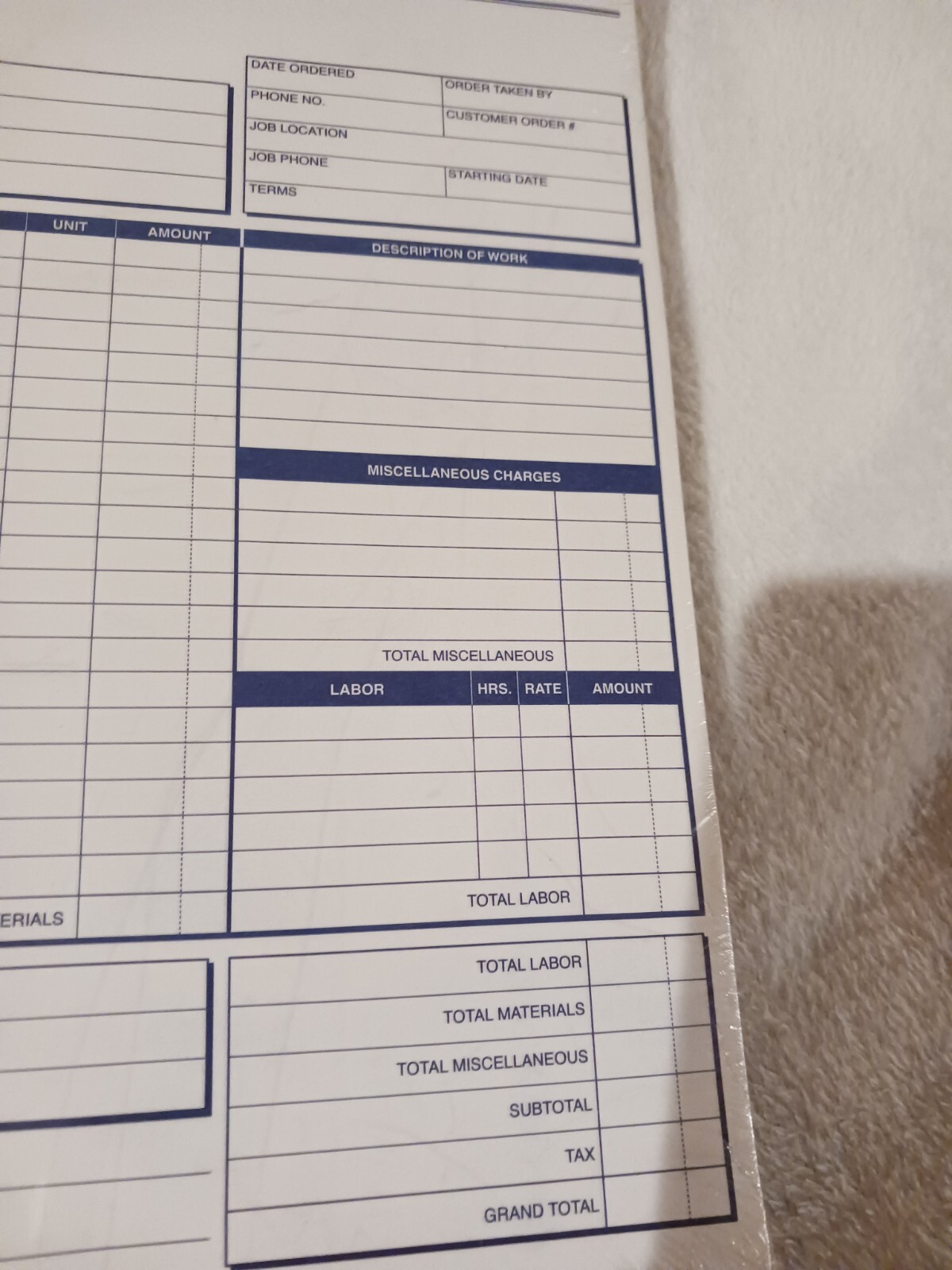 Adams NC2817 Carbonless Job Invoice 2-Part Corbels 100 St./BK