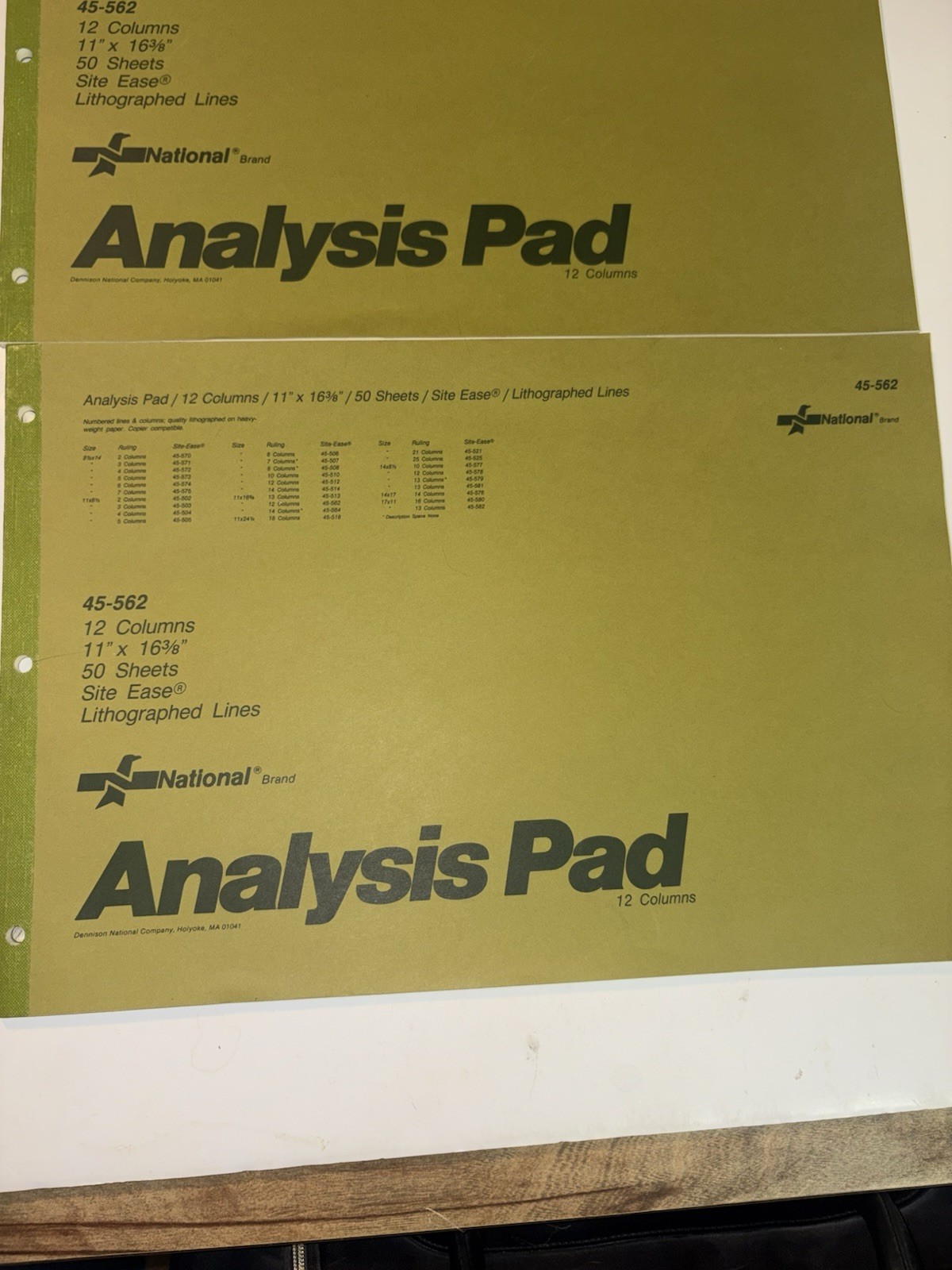 2 Vtg National 12 Column Analysis Pad 45-562 – 11” X 16 3/8” – 50 Sheets Unused