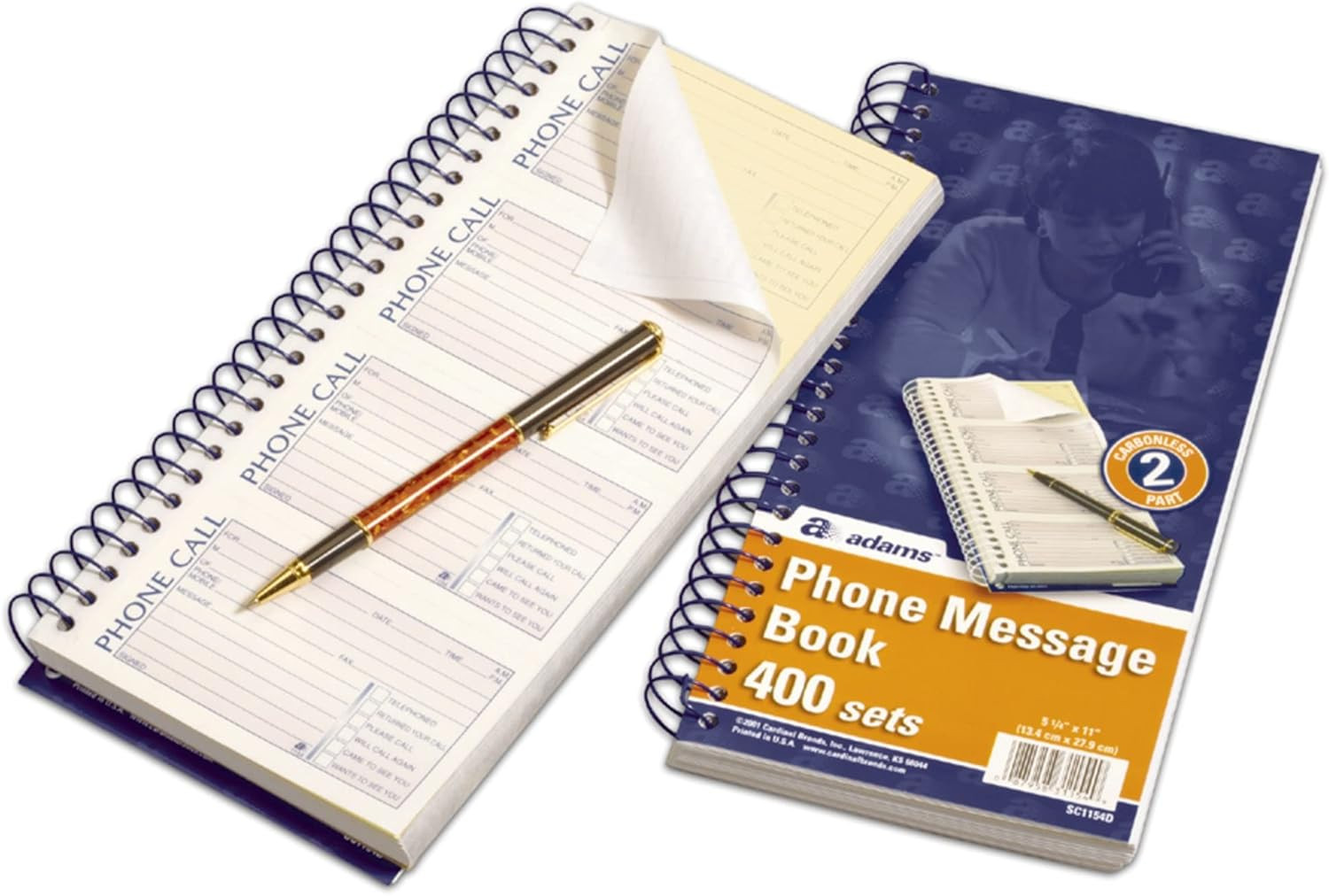 Message Book/Phone Call, Carbonless Duplicate, 5.50 X 11 Inches, 400 Sets per Bo