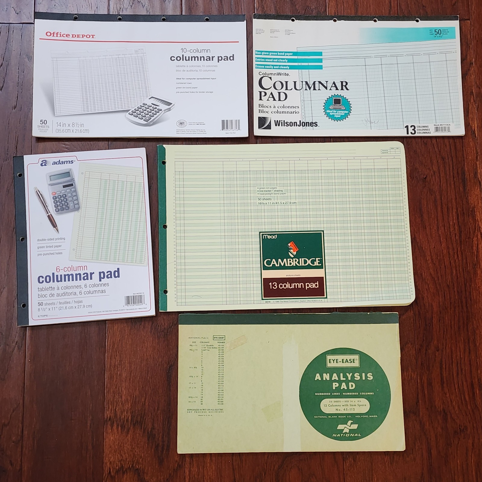 LOT of 6 Accounting Column Pad Analysis. Wilson Jones 13, Mead 13, National 12 *
