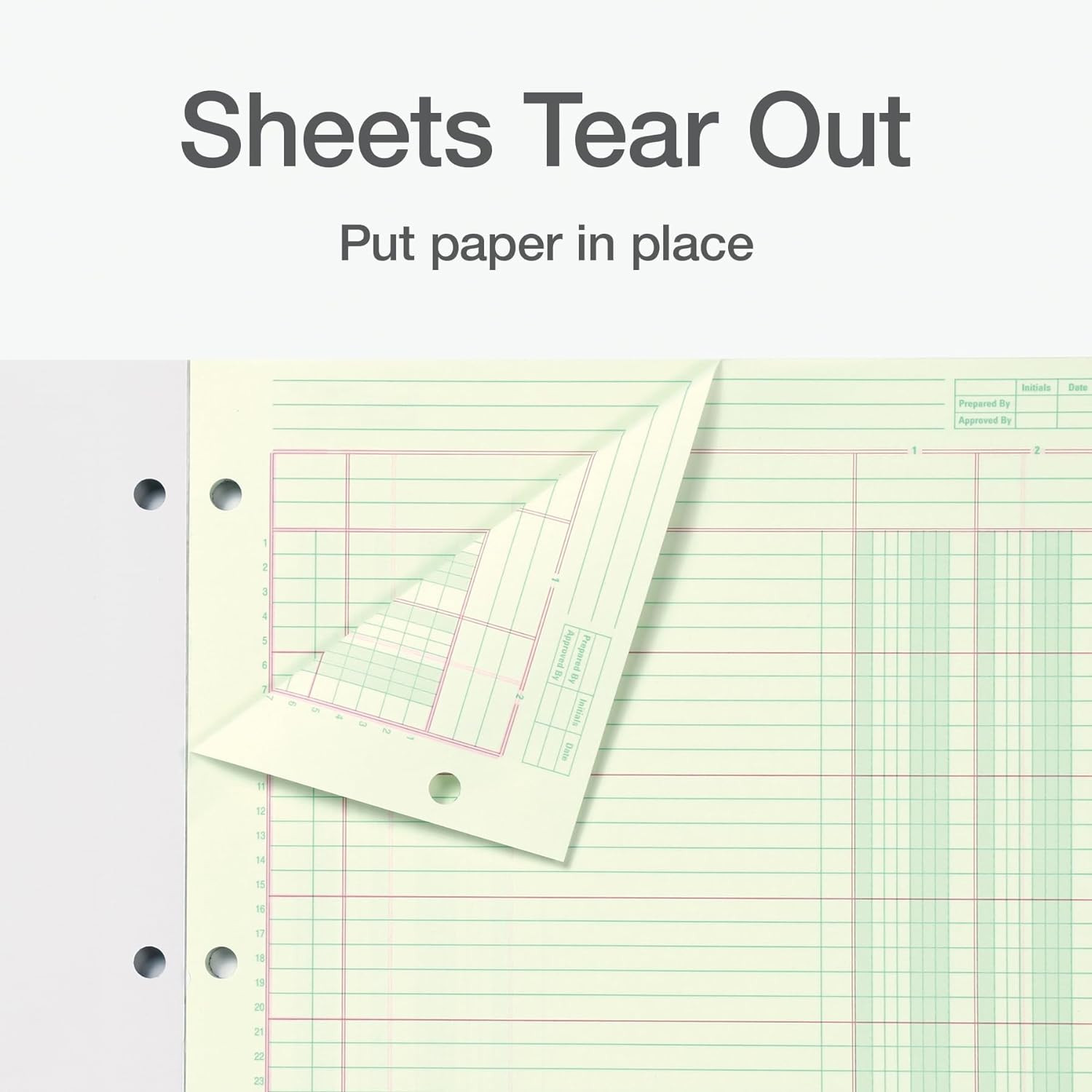 Columnar Analysis Pad, 2 Column Ledger, 8.5″ x 11″, 100 Pages (50 Sheets), Green