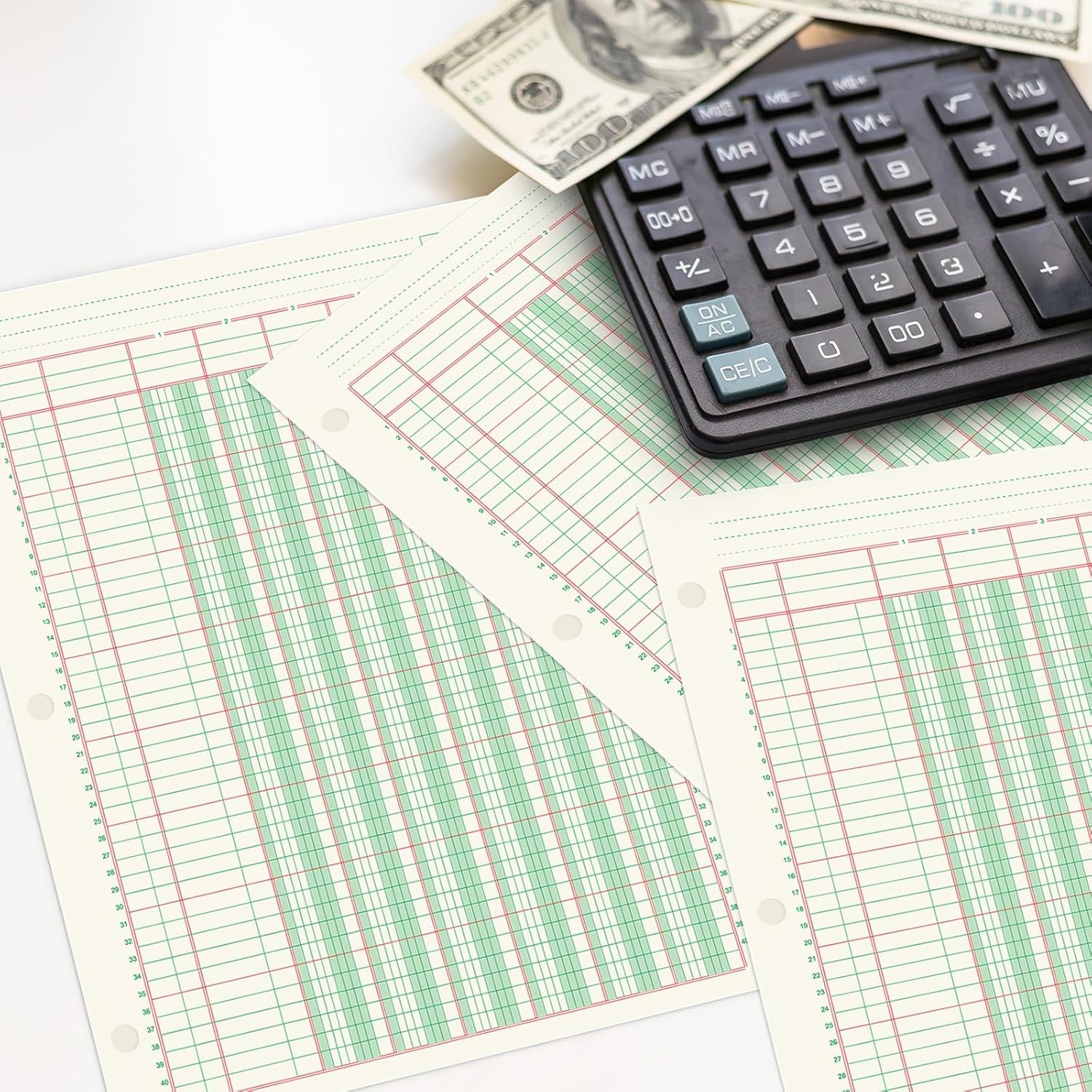 gisgfim 2 Pads 100 Sheets Columnar Analysis Pad 3 Hole Punch Accounting Ledger B