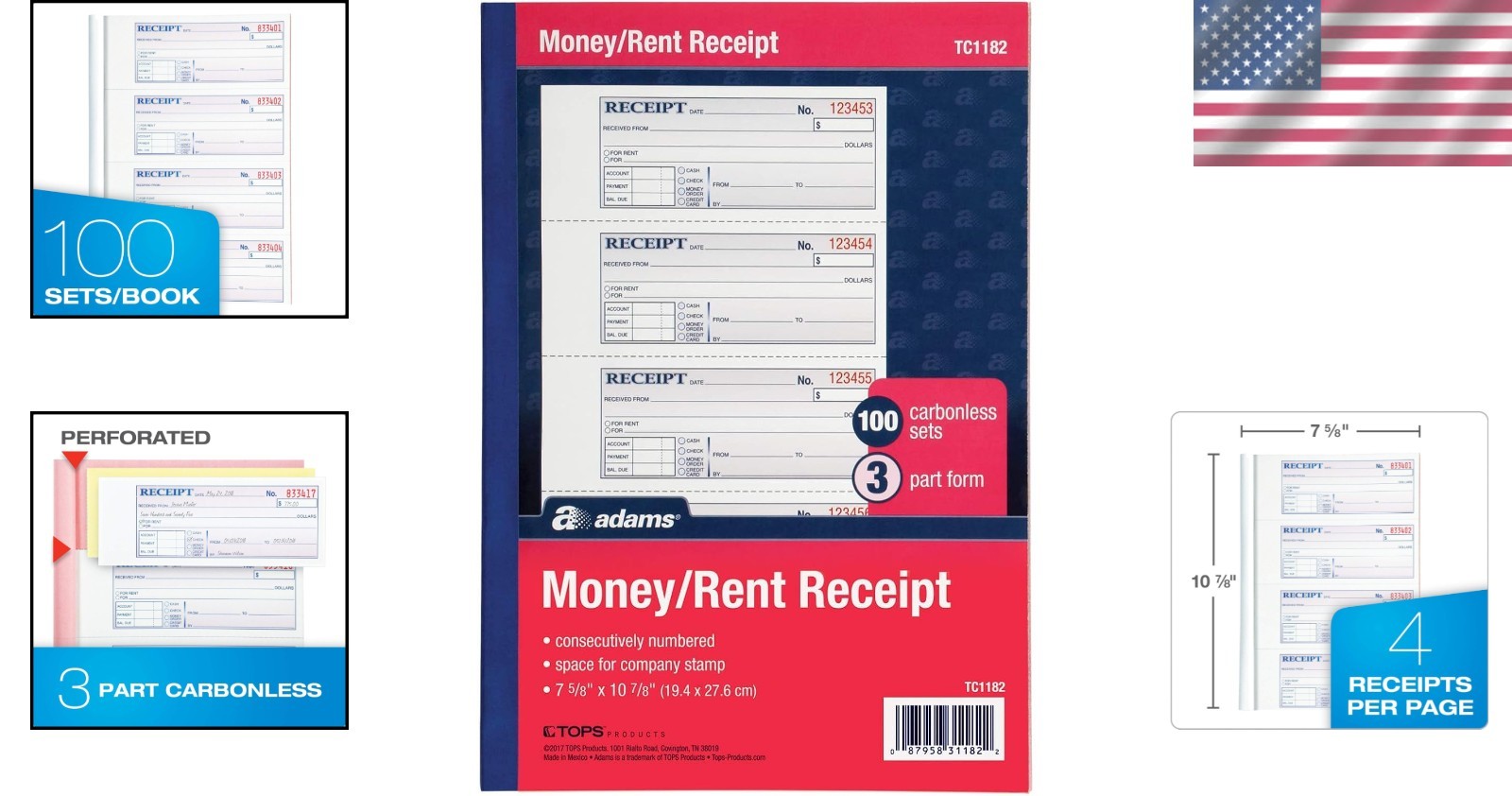 Stylish 3-Part Carbonless Money Receipt Book – Ideal for Landlords & Businesses