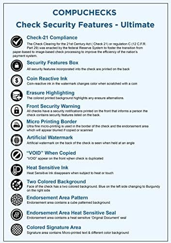 300 Computer Checks “Ultimate Security” – Heavy Paper 28# Blank Check Stock for