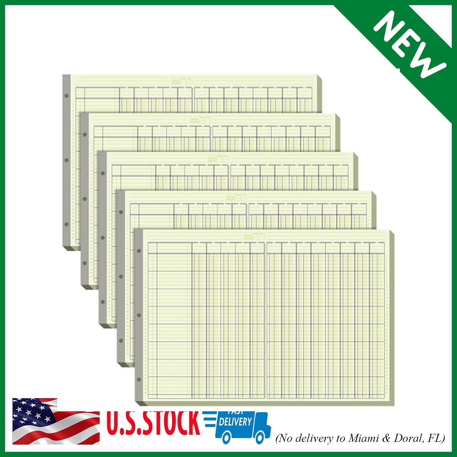 5 Pack 250 Sheets Analysis Columnar Books 3 Hole Accounting Ledger Book Ledger P