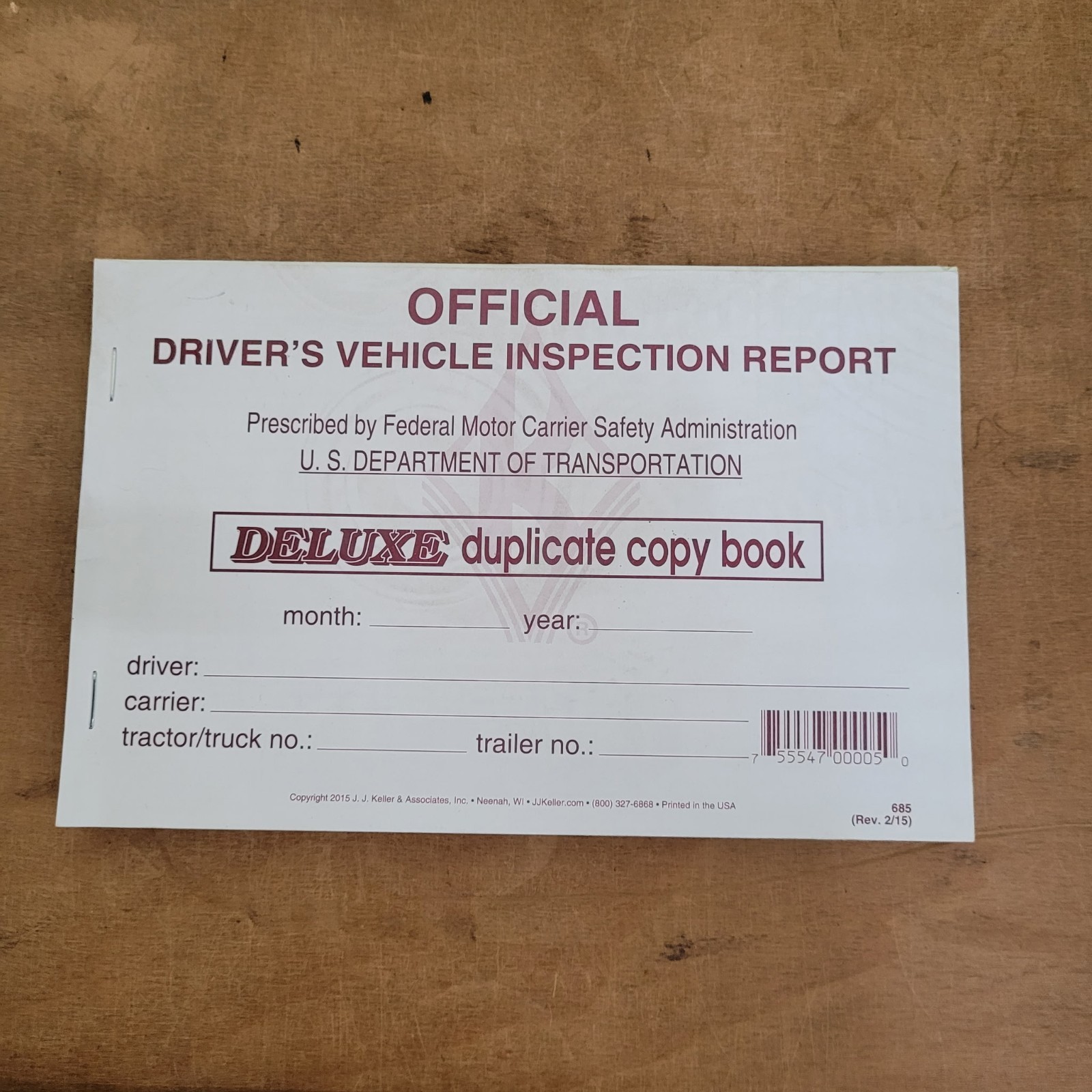 JJ Keller Official Drivers Vehicle Inspection Deluxe Duplicate Book