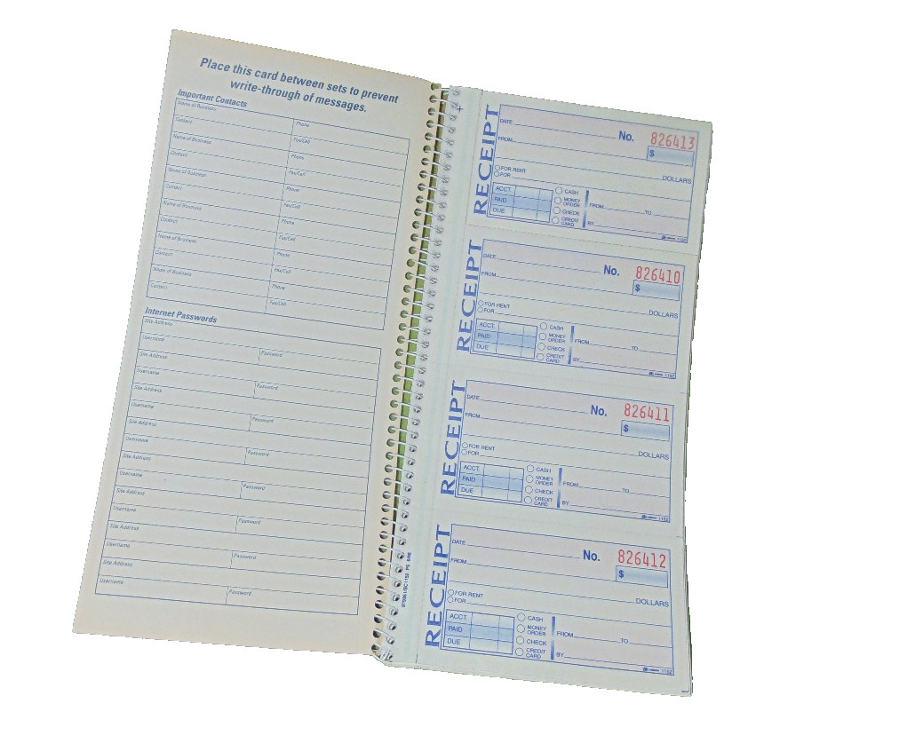 Adams Money Rent Receipt Book SC1152 Spiral Carbonless 200 Sets New