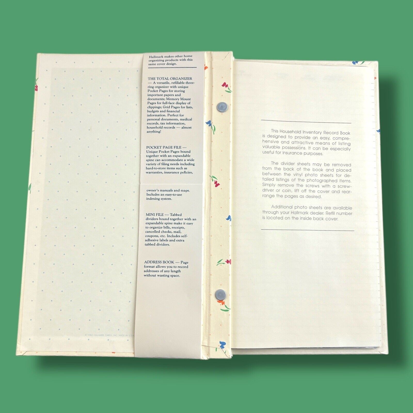 NIB Vintage Hallmark Floral Home Inventory Photographic Record Book 1984 NOS NEW