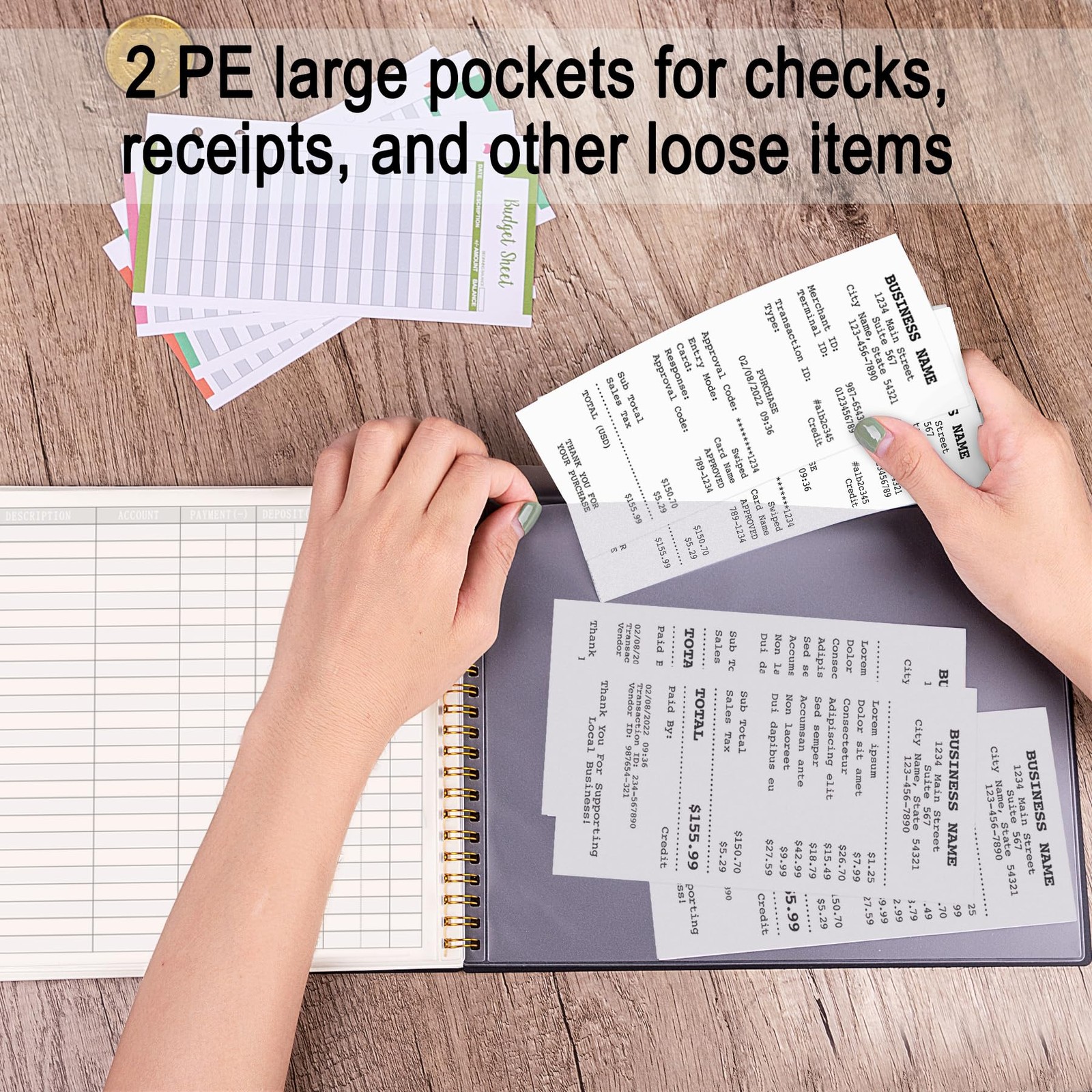 HAUTOCO Accounting Ledger Book for Small Business 10.1 x 7.8”, Black