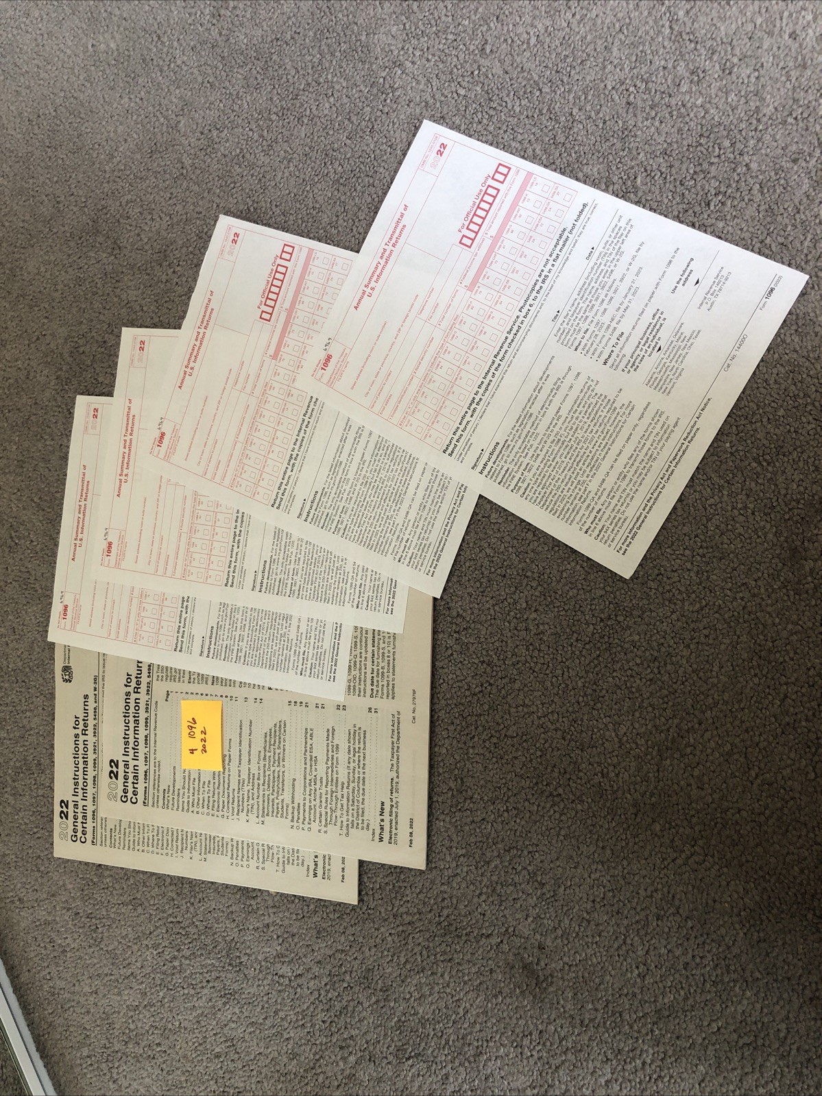 IRS 1096 Tax Form 10-pack: Five 2021 + Four 2022 + One 2023 + 4Instruction Books