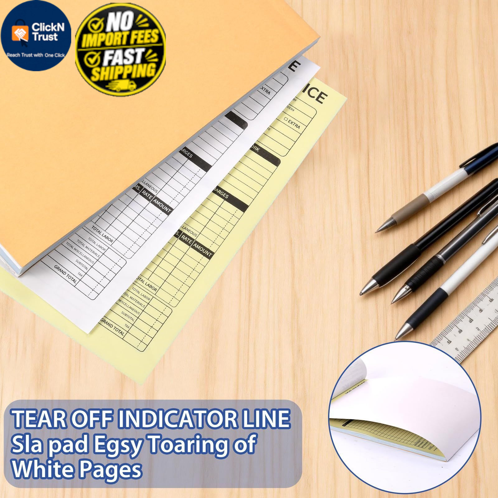 Carbonless Work Order Forms & 7.5 x 11 Inches Invoice Book, 50 x 11 inch