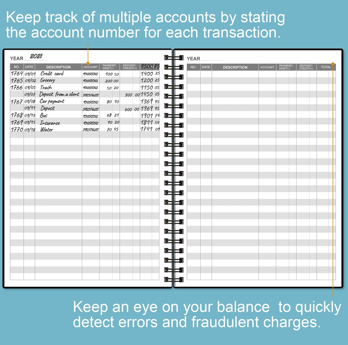 Accounting Ledger Book – A5 for Bookkeeping, 5.8″ x 8.4″, Black
