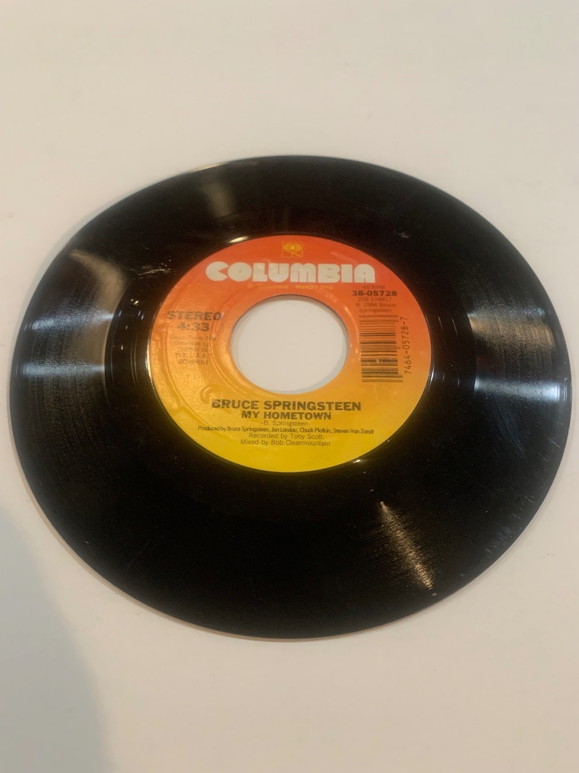Columbia Bruce Springsteen 45 RPM Vinyl Record My Hometown Santa Claus