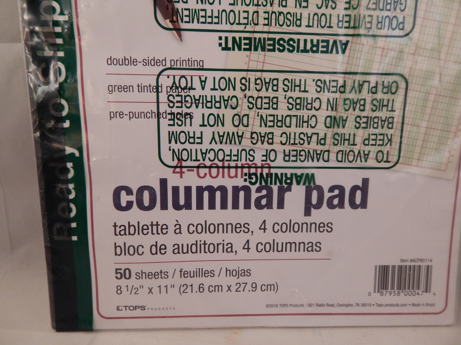 Adams Columnar Pad, 4 Columns , 8.5″ x 11″, 50 Double Sided Sheets