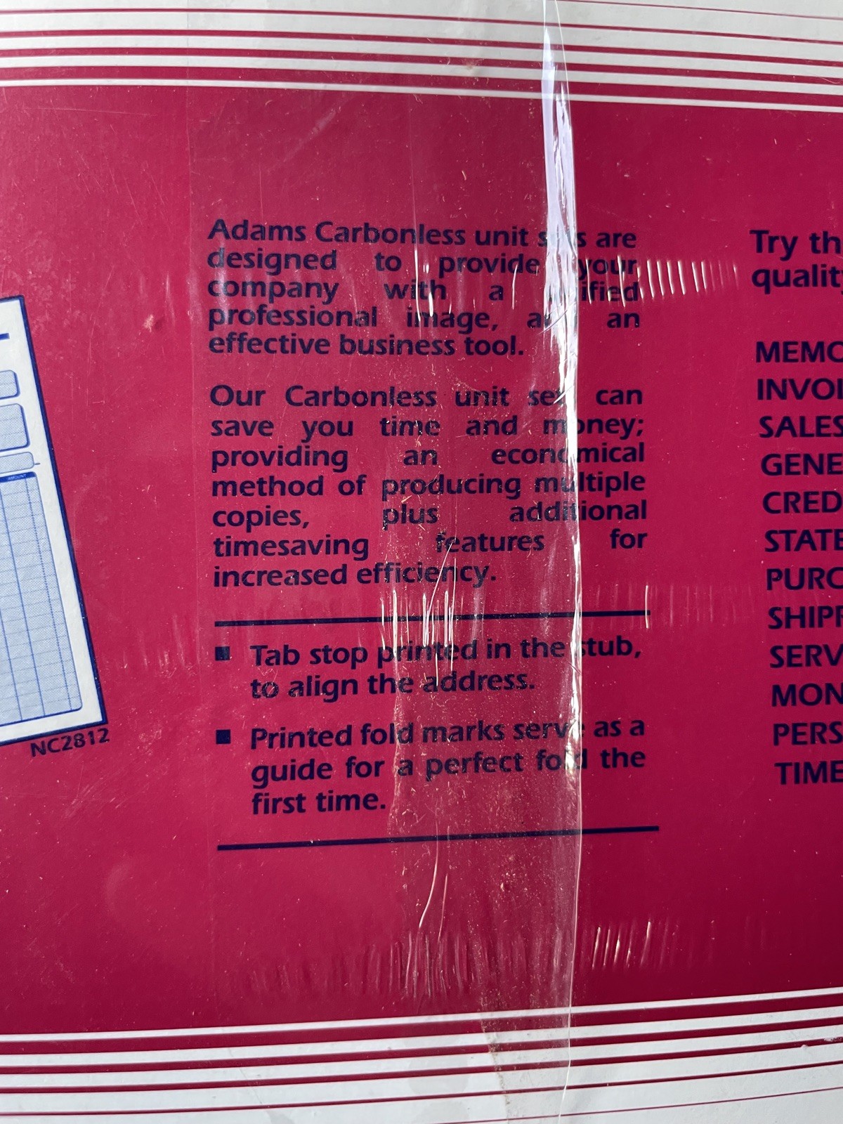 Vintage Adams Invoice Pad Carbonless 4 Part Office Supplies 50 Sets x-274