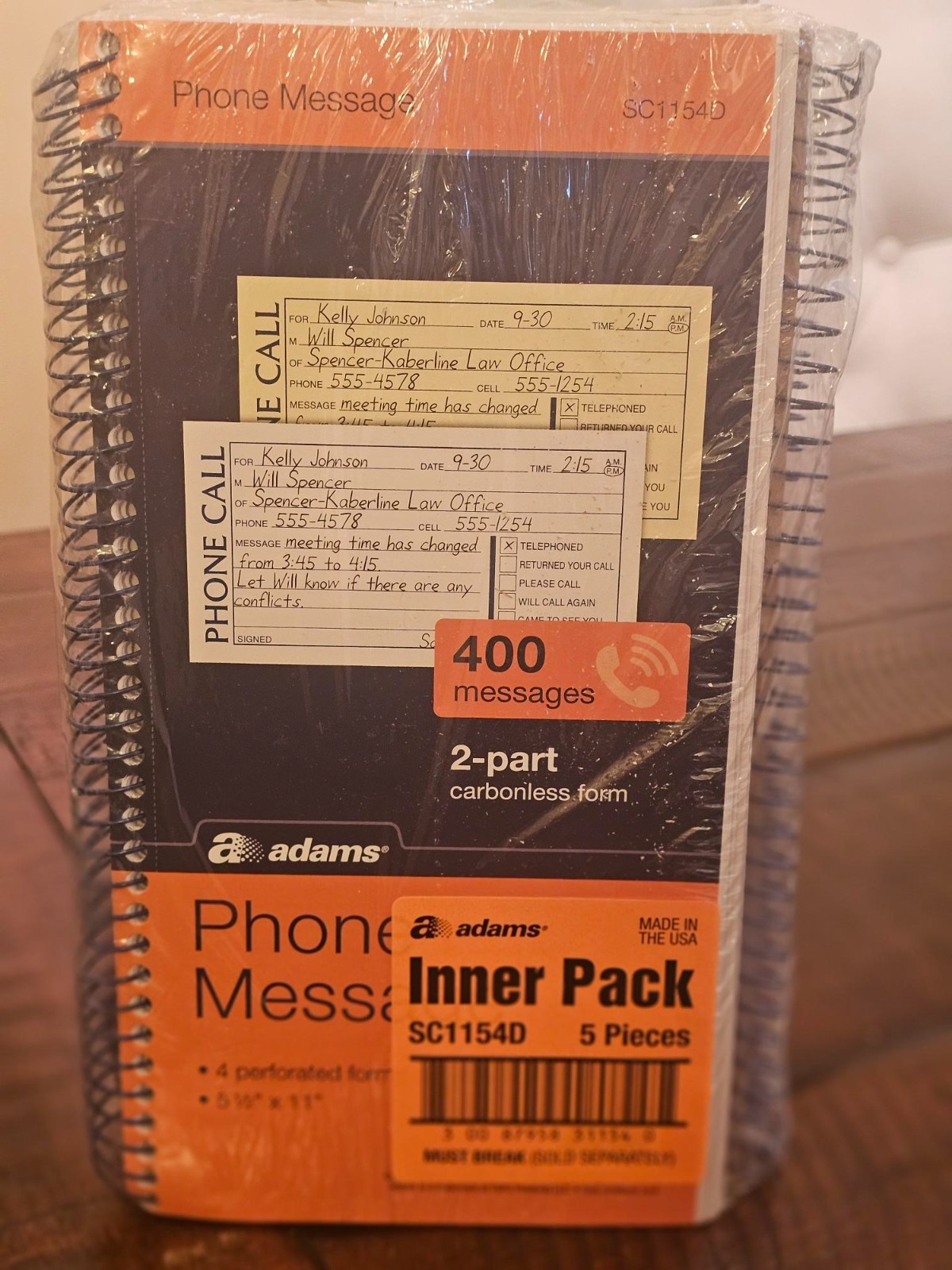 Adams Phone Message Book 2-Part Carbonless 5.5″ x 11″ Pack of 5 | Office Message