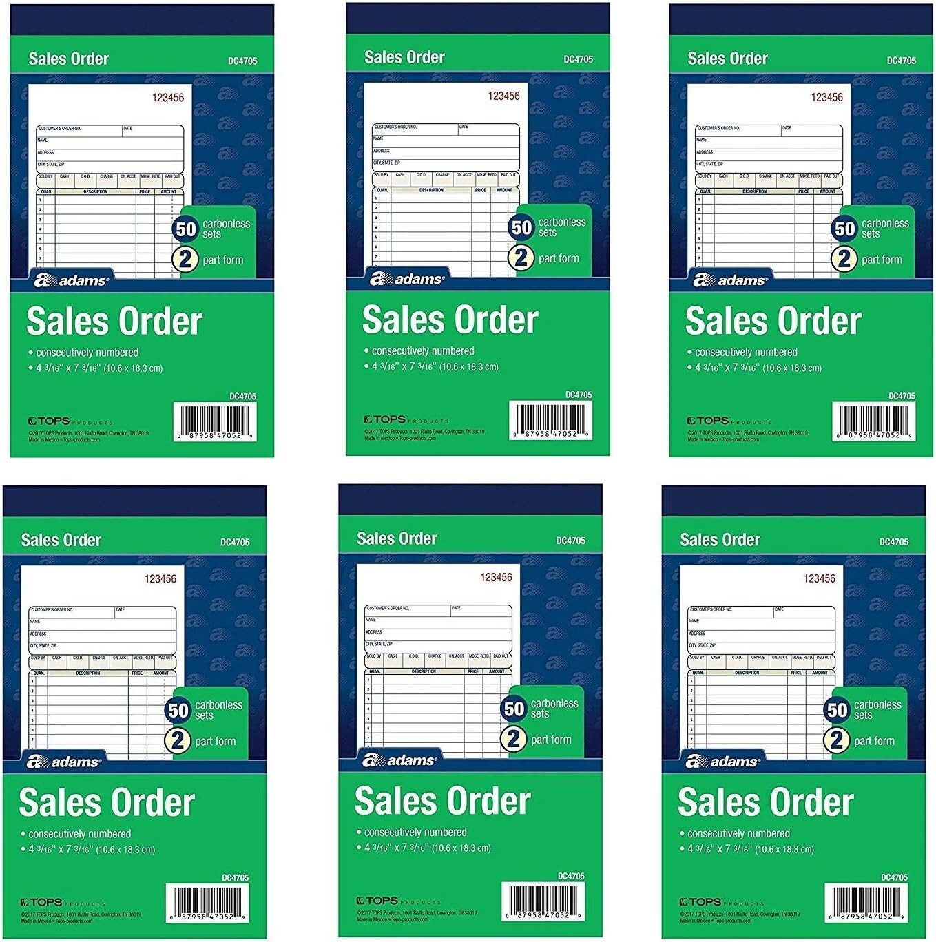 Consecutive Numbered Carbonless Sales Order Books – 2-Part, 7-3/16 Inches High