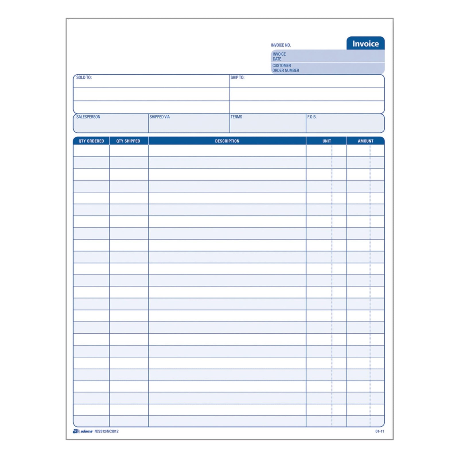 Invoice Sets, 2Part Carbonless, 50 Sets per Pack NC281250 White/Canary