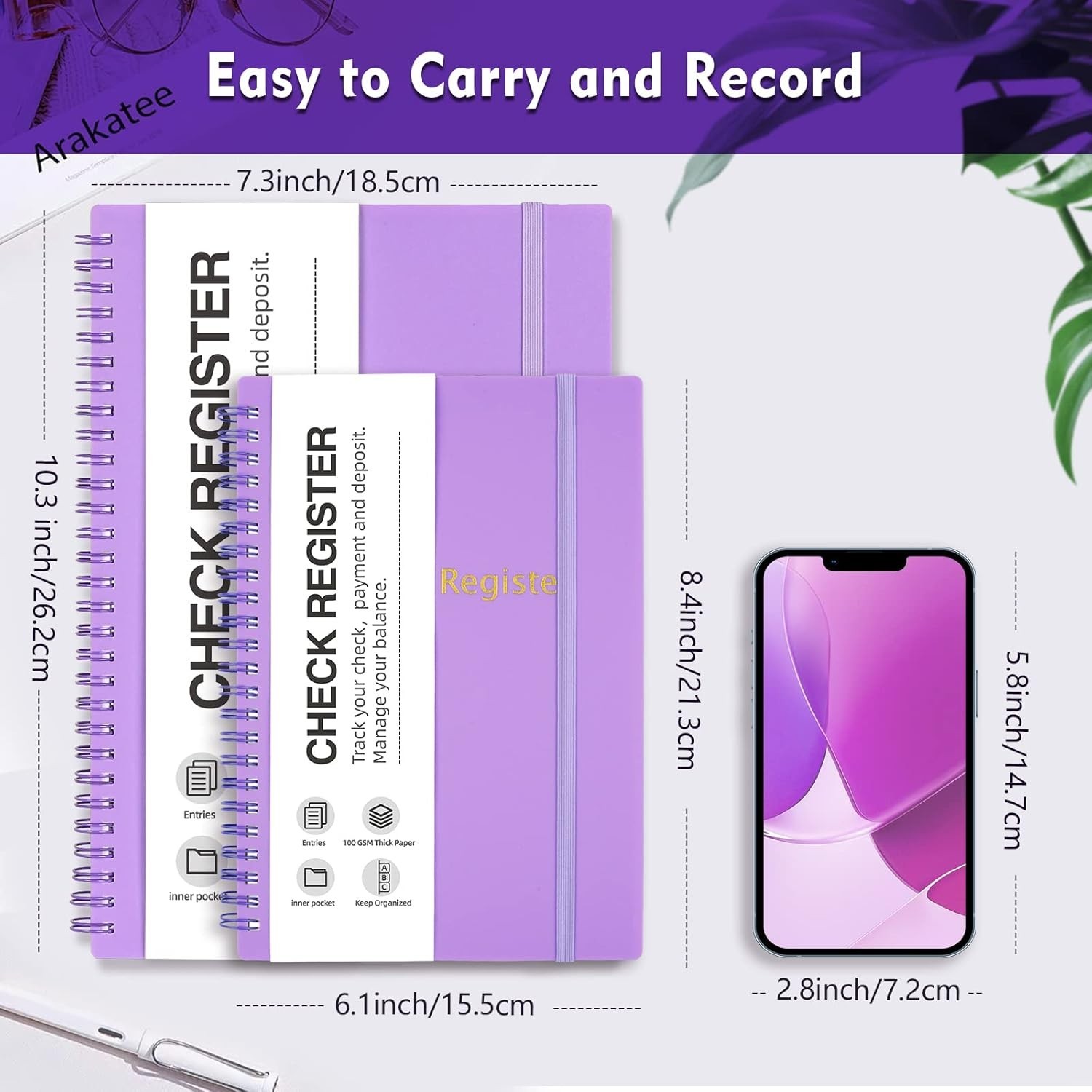 Check Registers for Personal Checkbook, Double Spiral Check Register Book, Bu…