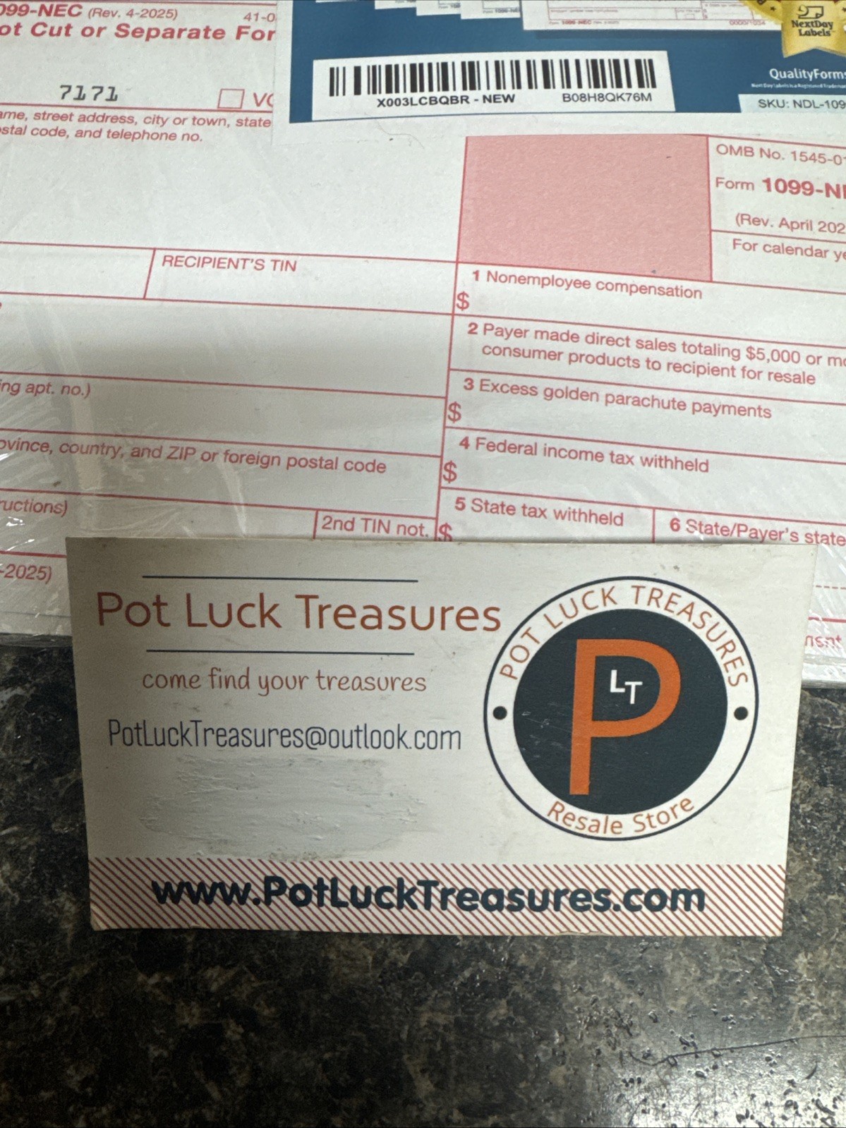 Next Day Labels 1099 NEC Forms 2025 With Self Seal Envelopes 25 Sets Unopened