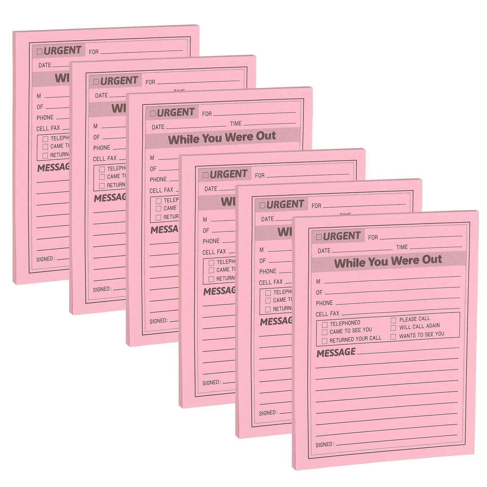 6 Pack While You were Out Message Pad, 4.25 x 5.5 Sticky Notes Notepads 50 Sh…