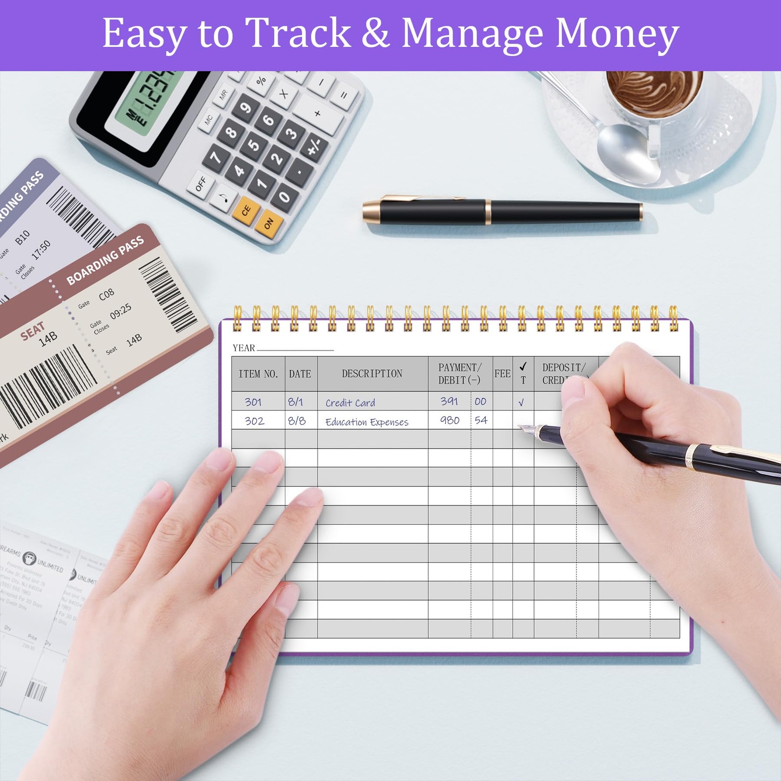 Check Registers for Personal Checkbook, Transaction Expense Ledger Log Book f…