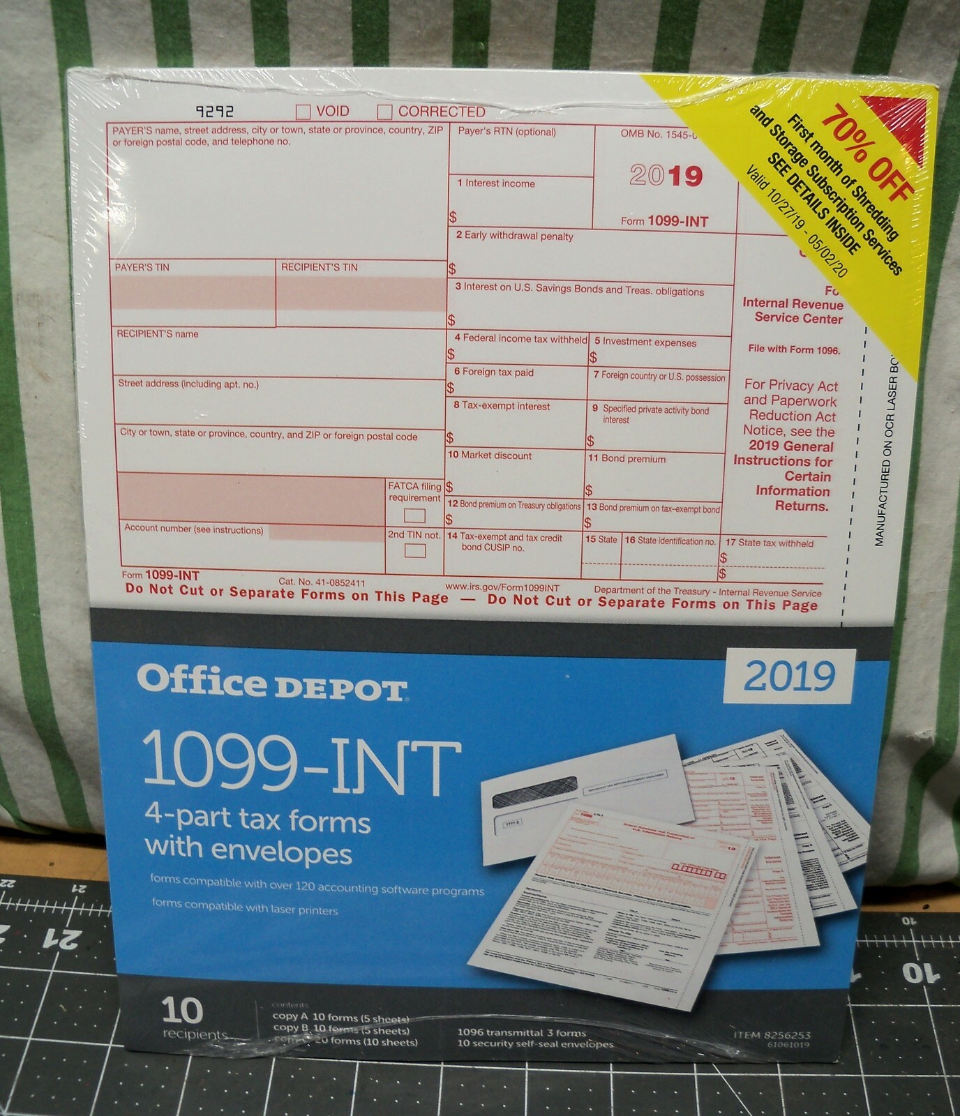 2019 Office Depot 1099-INT Tax Forms w Envelopes, 4-Part,10-PK Staples USA