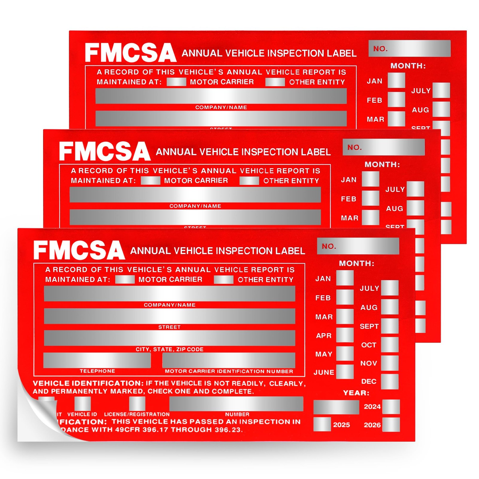 25Pack Inspection Forms and Stickers，Annual Vehicle Inspection Report，Annual Ins