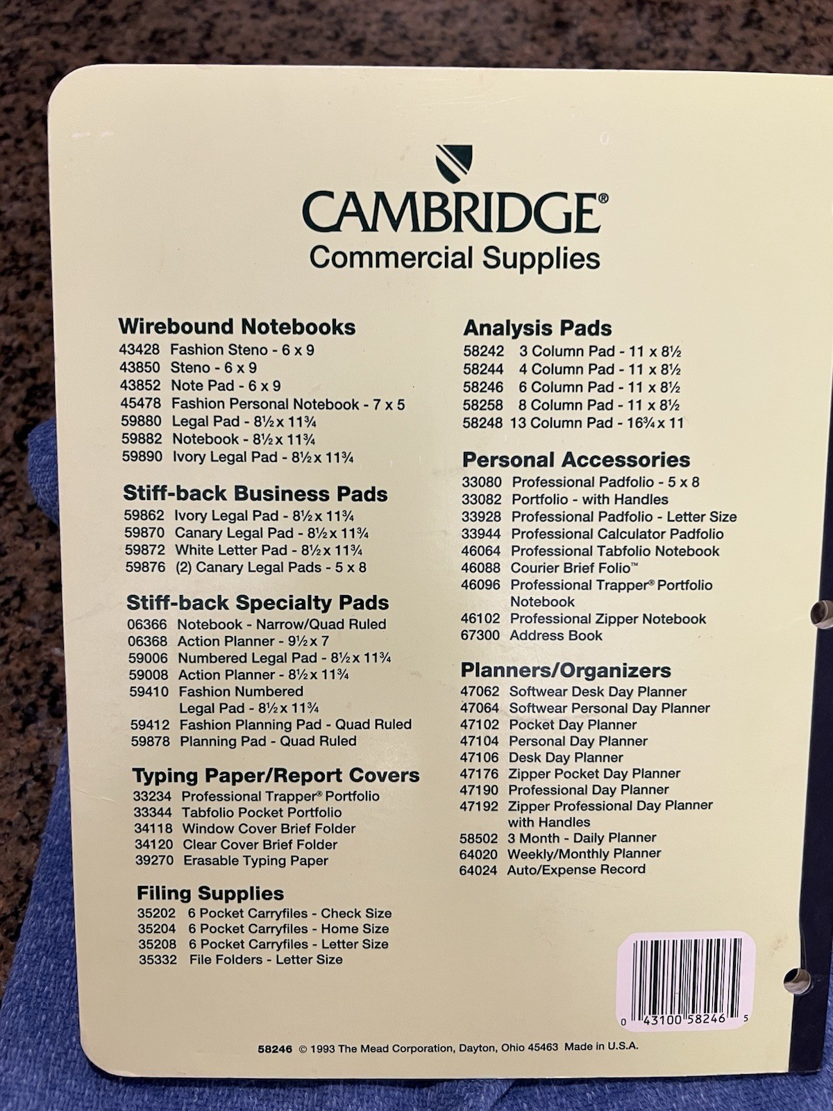 Vintage Mead Cambridge Analysis Sheets 6 Column Pad 50 Sheets; 58246