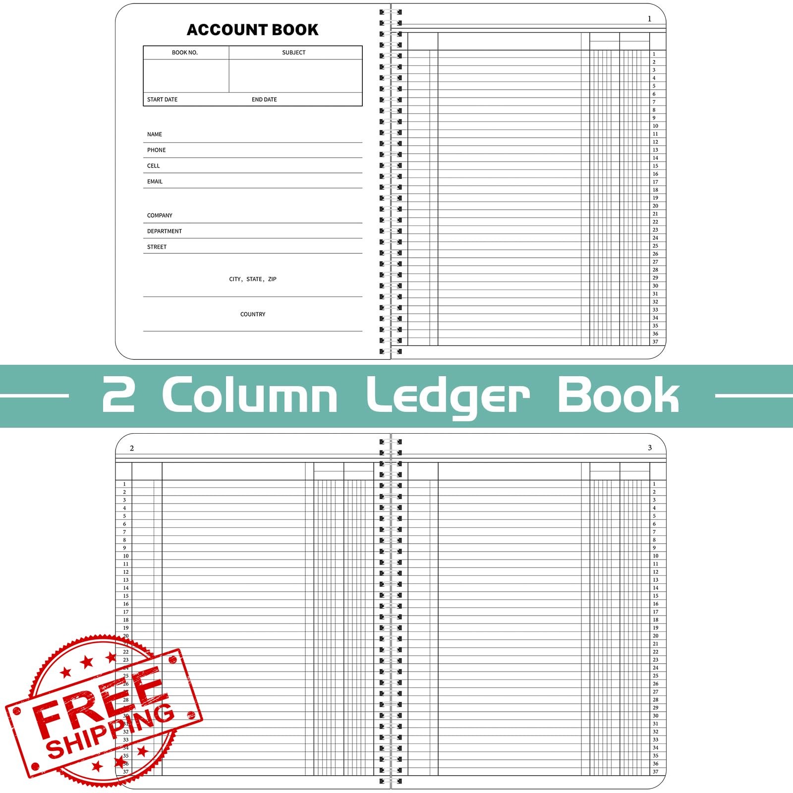 Sayglossy Ledger Books 2 Column 8.5×11