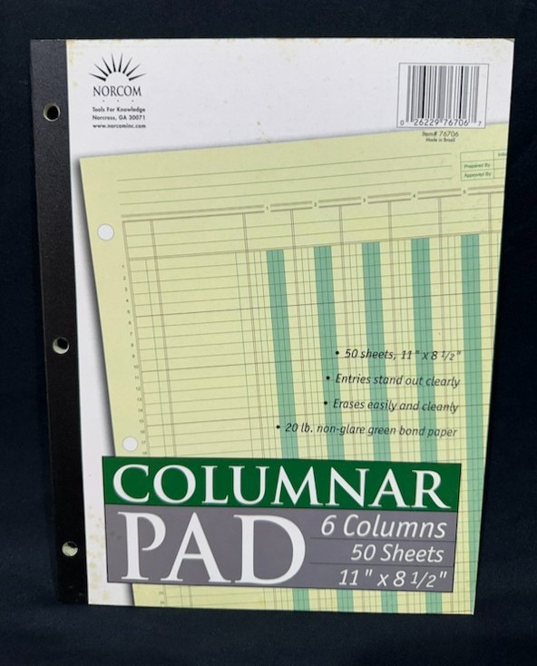 Norcom Columnar Ledger Pad 4 & 6 Columns 8.5″ x 11″ Letter Size – Two Pre-owned