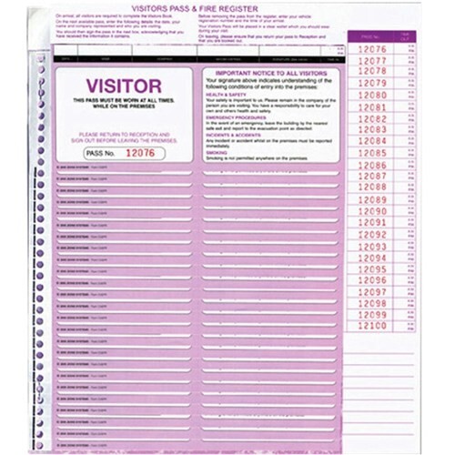 Zions Systems Corporate Security And Fire Visitor Pass 250 Slips Premium Quality