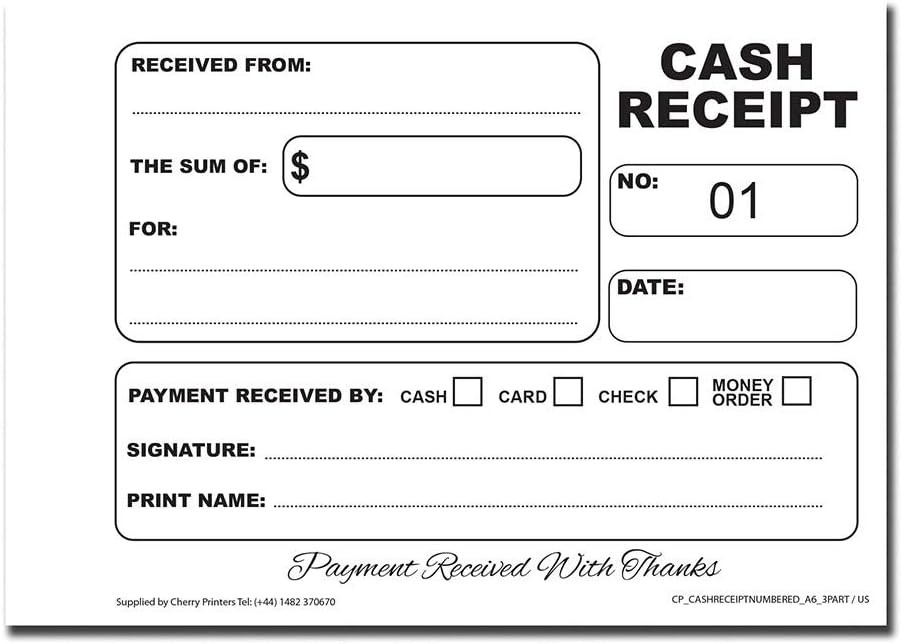Organized Receipt Book A6, Carbonless & Numbered – 50 Sets for Businesses