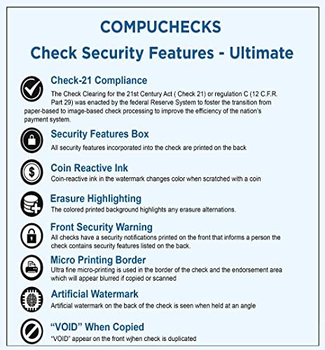 500 Pack Blue Diamond Check Paper with Security Features for Payroll and Busi…