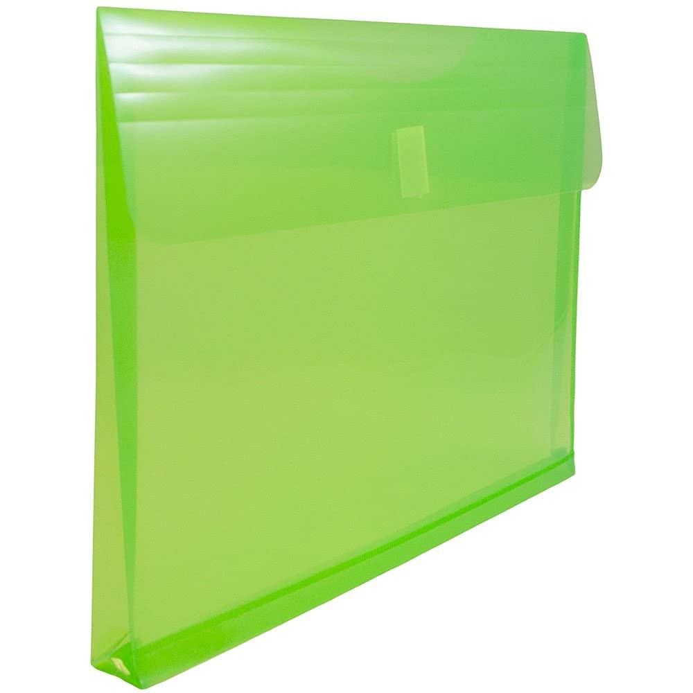 JAM PAPER Plastic Expansion Envelopes with Hook & 1″ Expansion, Lime Green
