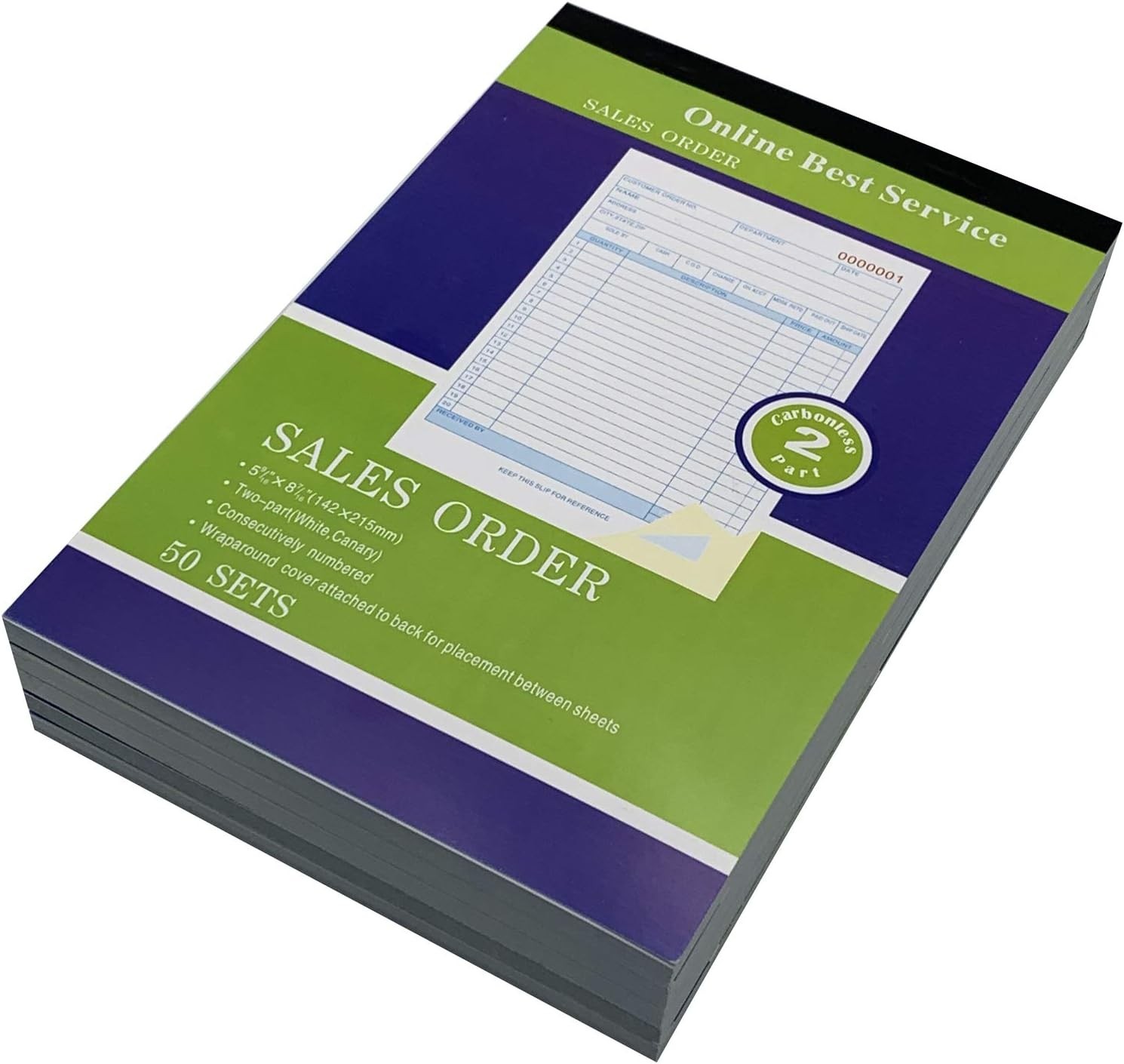 5 Pack Large Sales Order Book Receipt Invoice Duplicate Carbonless 50 Sets 5….