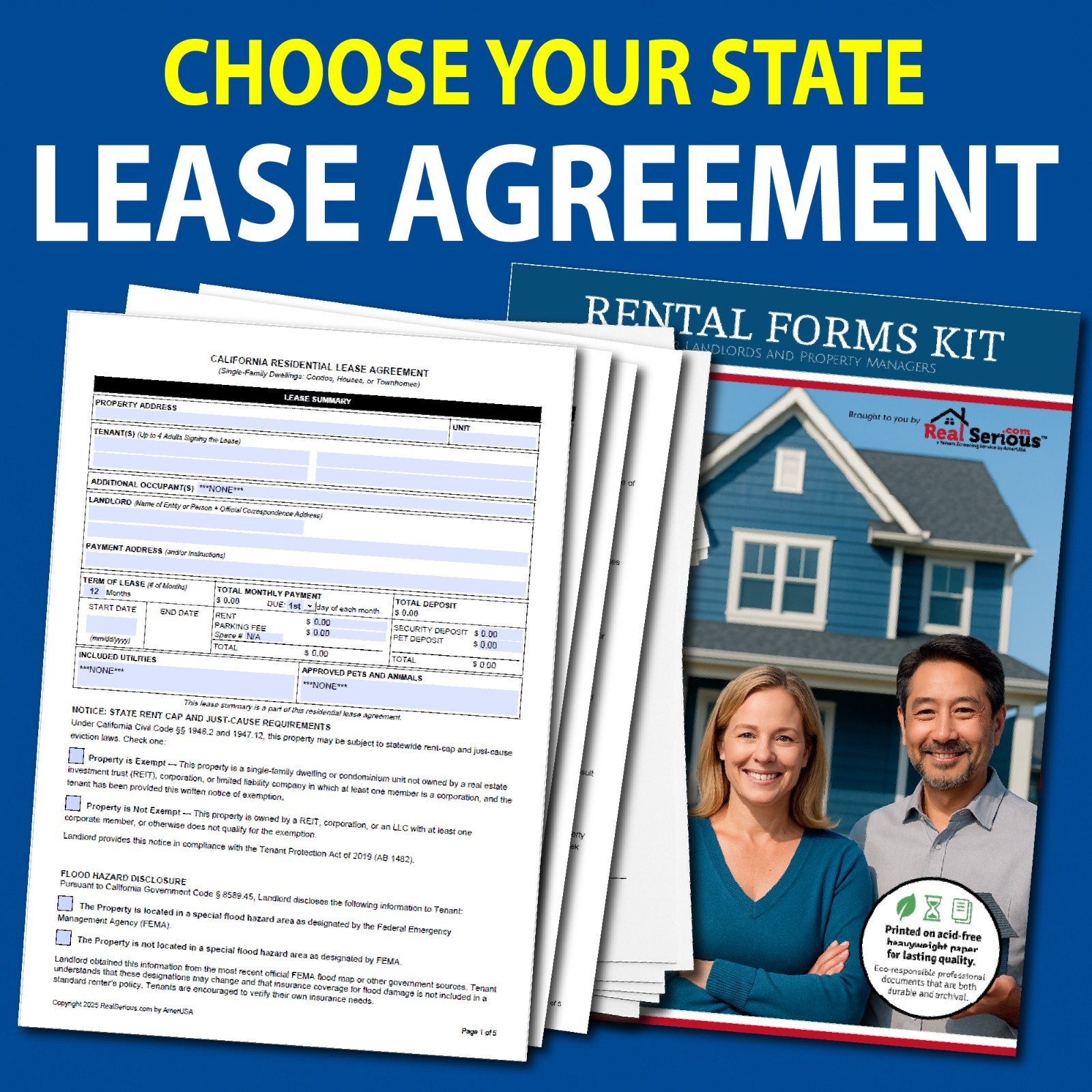 Month-to-Month Lease Agreement – Rental Form for Landlords | PDF or Mail