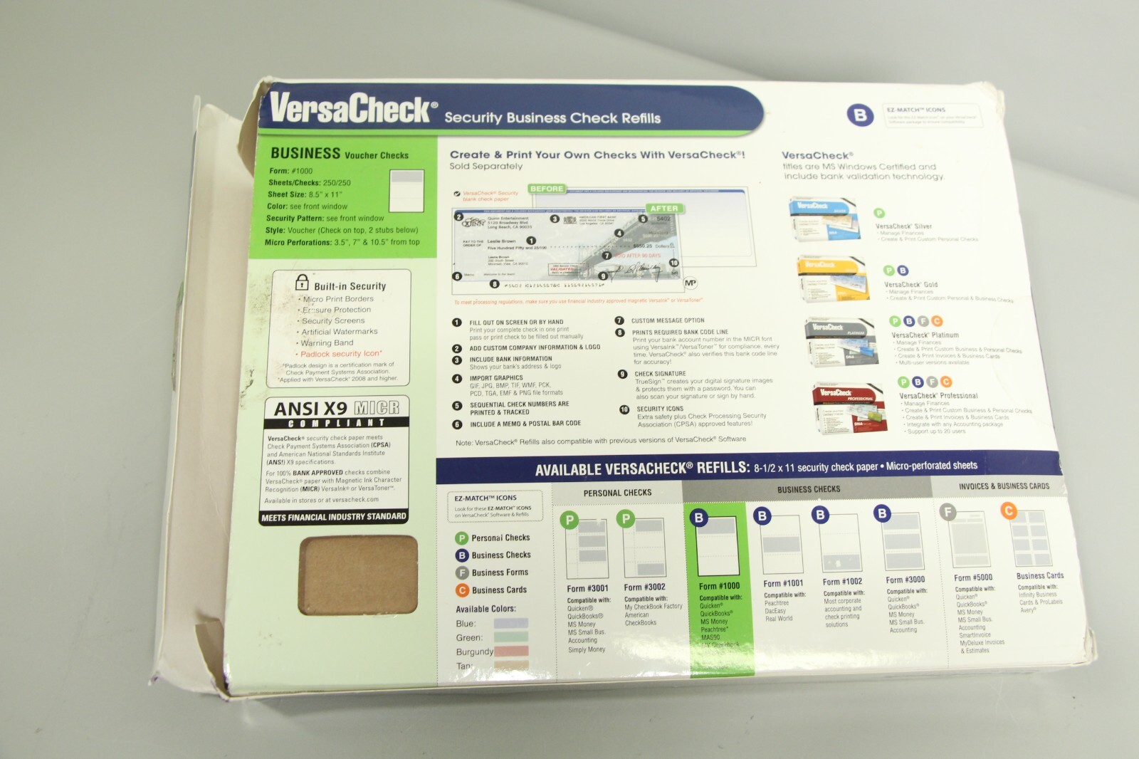 VersaCheck Security Business Check Refills: Form #1000 Business Voucher