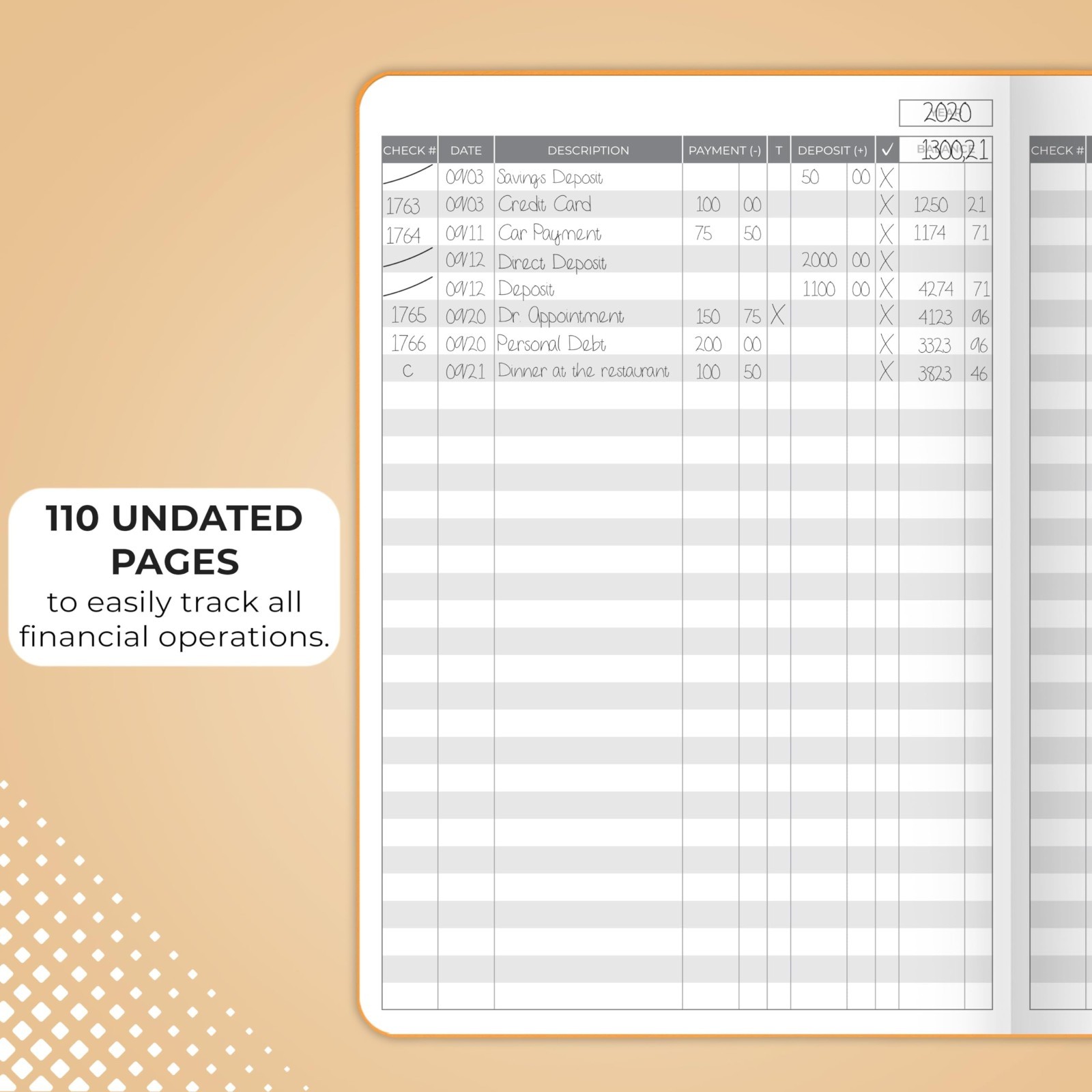 Deluxe Check Register Book – A5 Hardcover Accounting Ledger & Transaction Log –