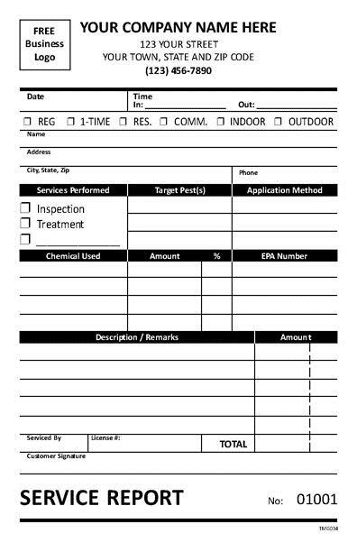 2000 Pest Bug Termite Control Form / 2 Part Carbonless / 5.5 x 8.5 TMG034