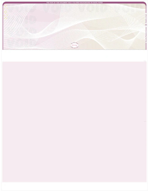 Blank Check Stock Paper – Check on Top- High-Security – 3 Prismatic Colors