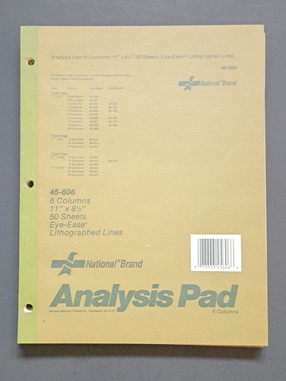 National Brand Analysis Pad 6 Columns 45-606 Eye-Ease 11″ x 8.5″ LOT OF 2