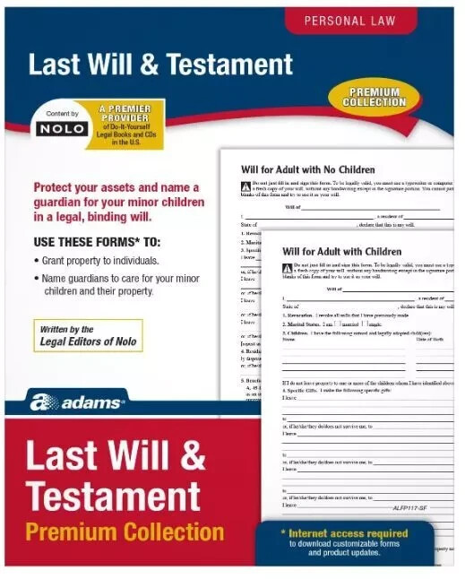 Adams Last Will and Testament with CD, Forms and Instructions (ALFP117)