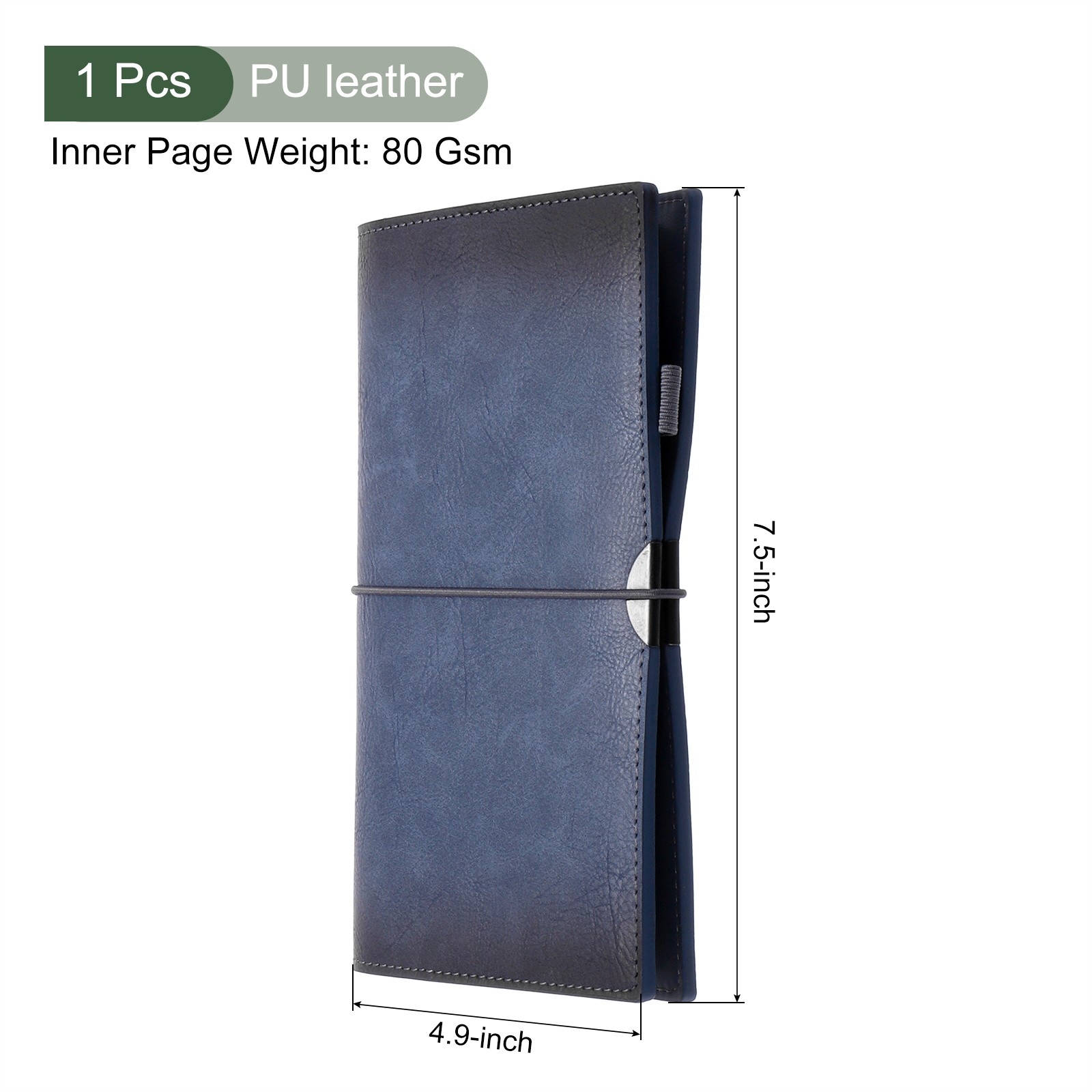 PU Leather Journal, 1 Pcs A6 Refillable Notebook with Buckle for Business, Blue