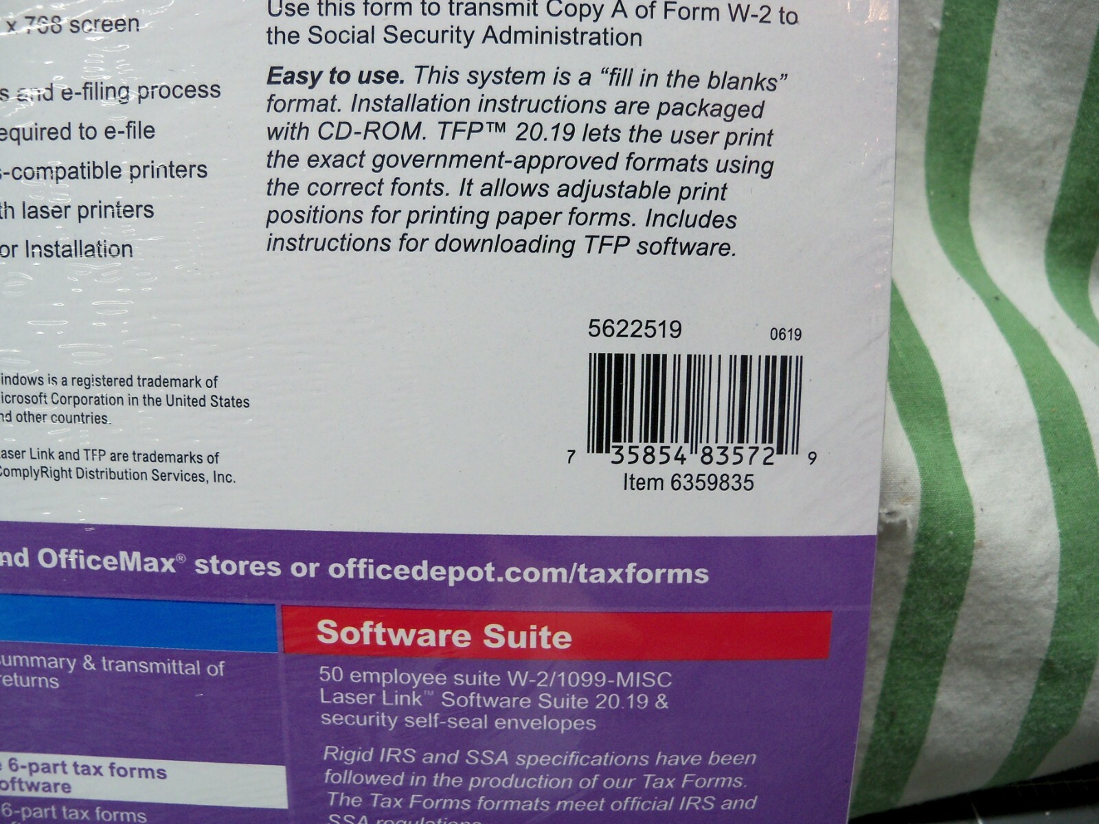 Office Depot W-2 Software Suite 2019 2-Up 6-Part 25 Pk Laser Tax Form Staples W2